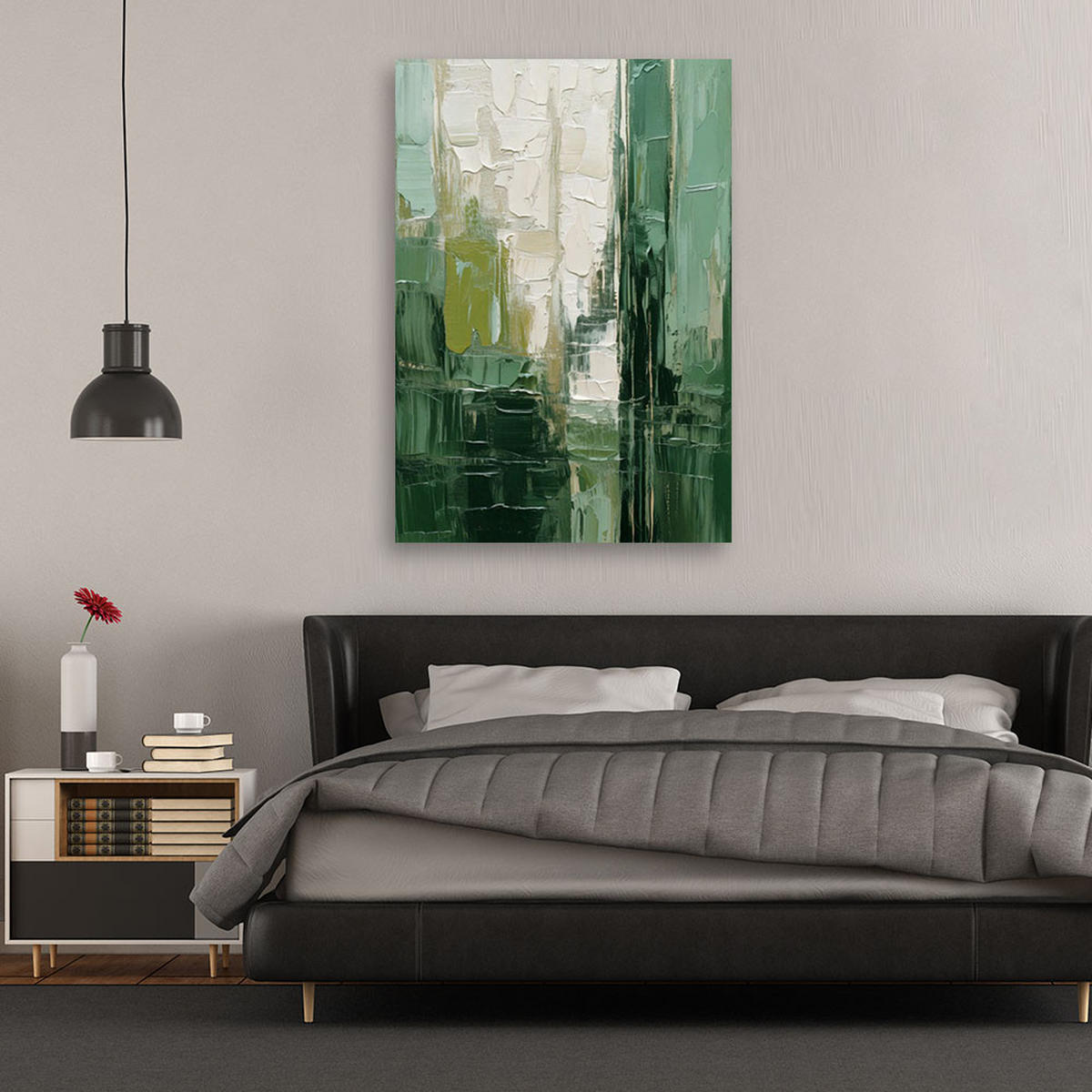 LEINWANDBILD Abstraktion 60x90cm - Grün, Textil (60/90cm) - Feeby