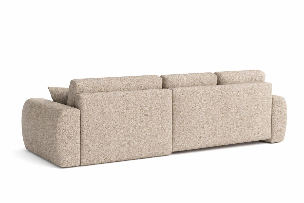 ECKSOFA Mit Schlaffunktion Und Bettkasten L-Form Ivo L, Chenille-Stoff Artico, Beige, Links - Sandfarben, Holz (250/142cm) - Kaiser Möbel