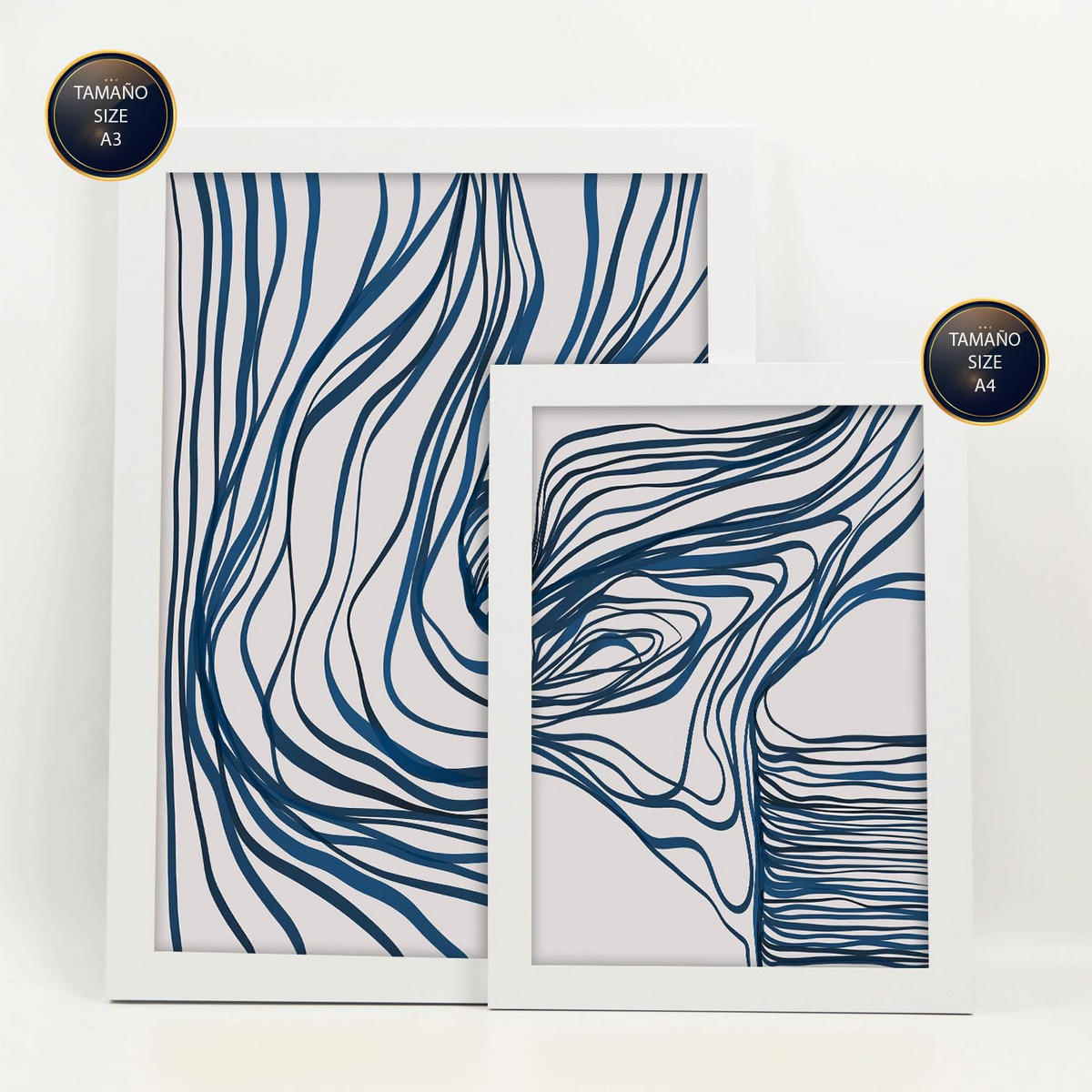 POSTER Set Mit 6 Bezaubernde Schnur In Form Abstracts Ästhetische Dekorative Gemälde Für Ihr Wohnzimmer, Schlafzimmer, Zuhause A3 & A4 Weißer Rahmen - Weiß, Papier (29/3cm) - Nacnic
