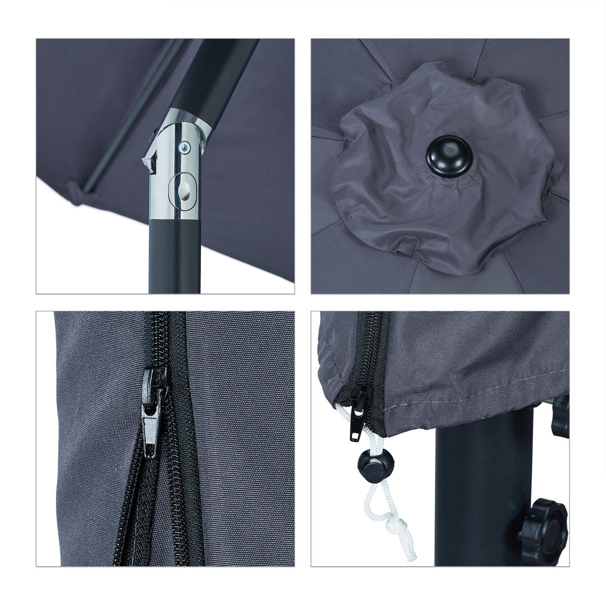 SONNENSCHIRM - Anthrazit, Textil/Metall (300/300cm) - Relaxdays