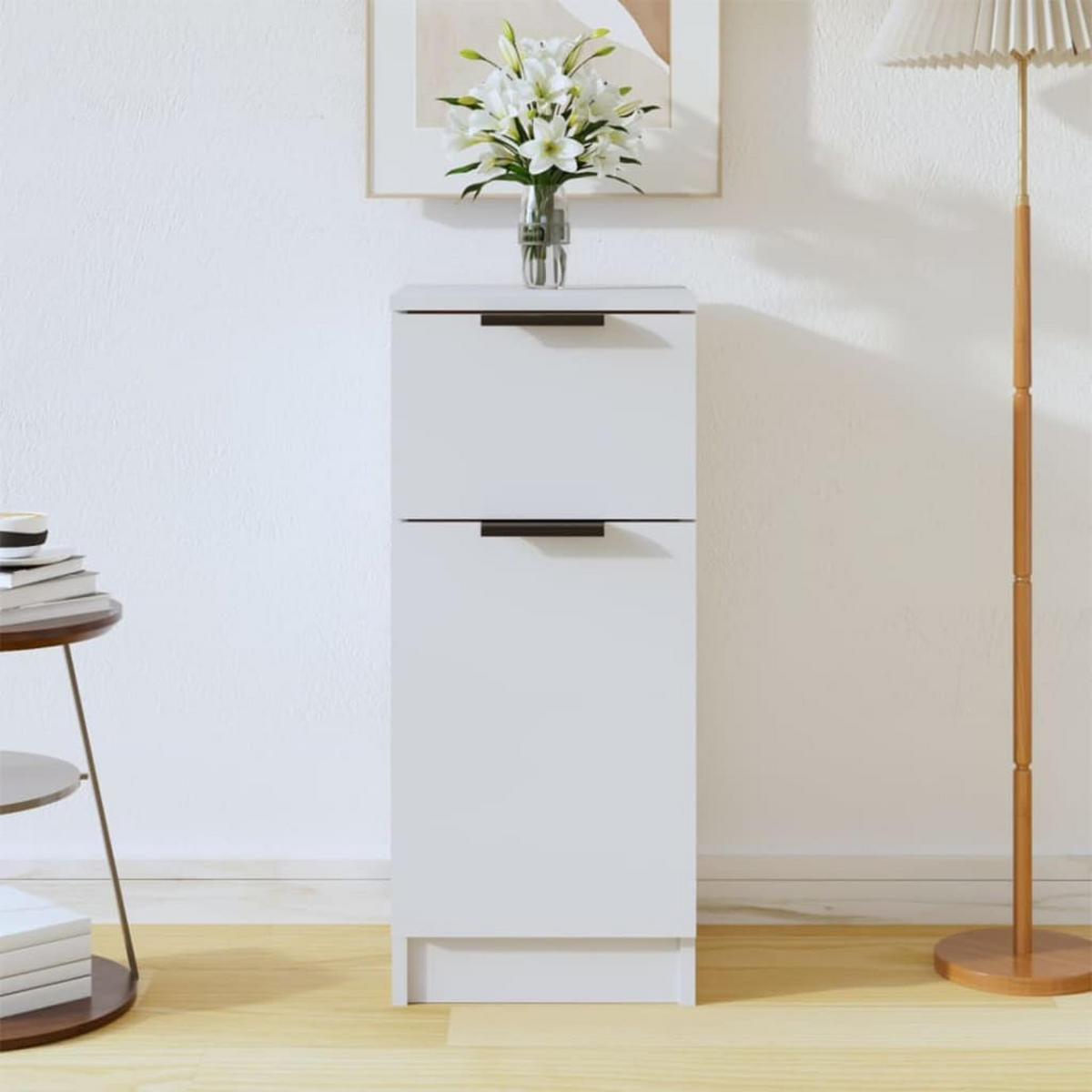 SIDEBOARD mit 1 Tür, 1 Schublade 30/30/70 cm aus Holzwerkstoff Weiß - Weiß, Holz (30/70/30cm) - vidaXL