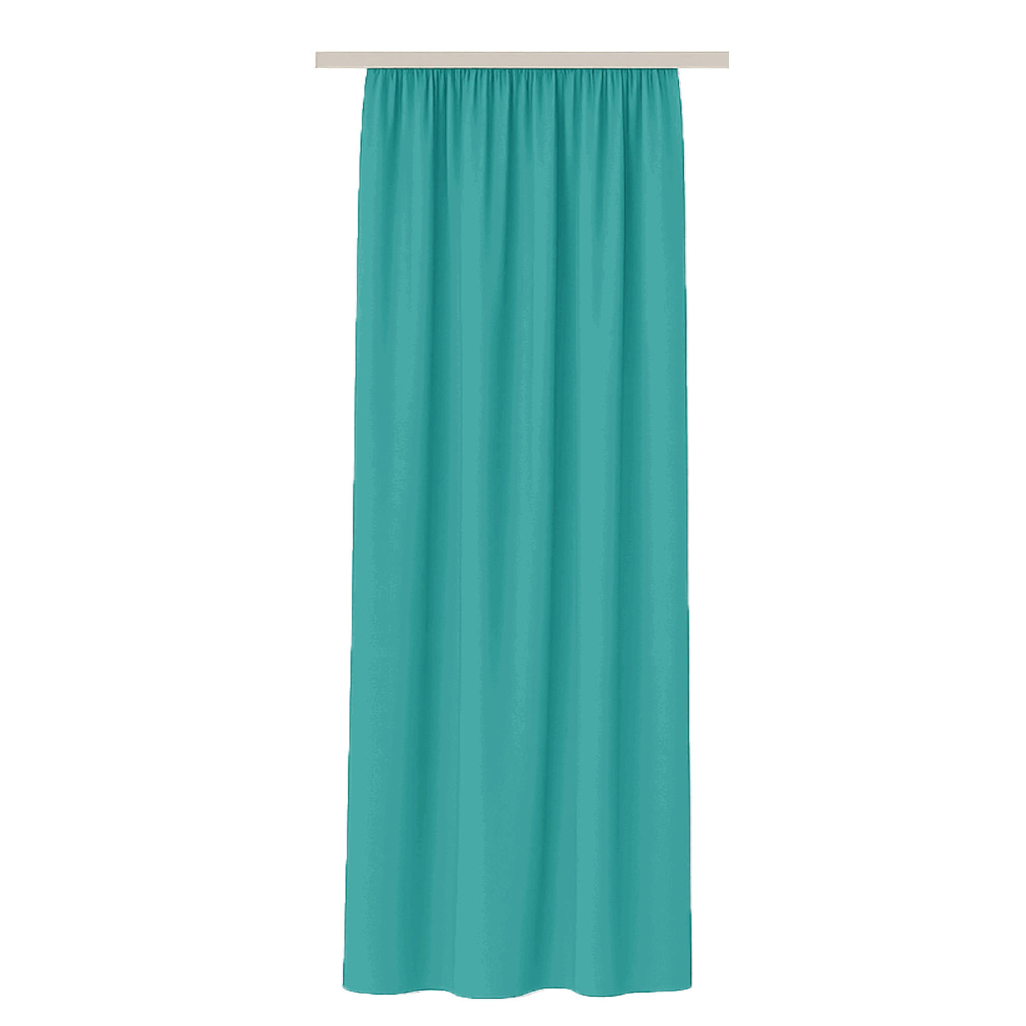 VORHANG Blickdicht ( 140x145cm ) mit Kräuselband / Universalband in Türkis - Türkis, Textil (140/145cm) - Bestlivings