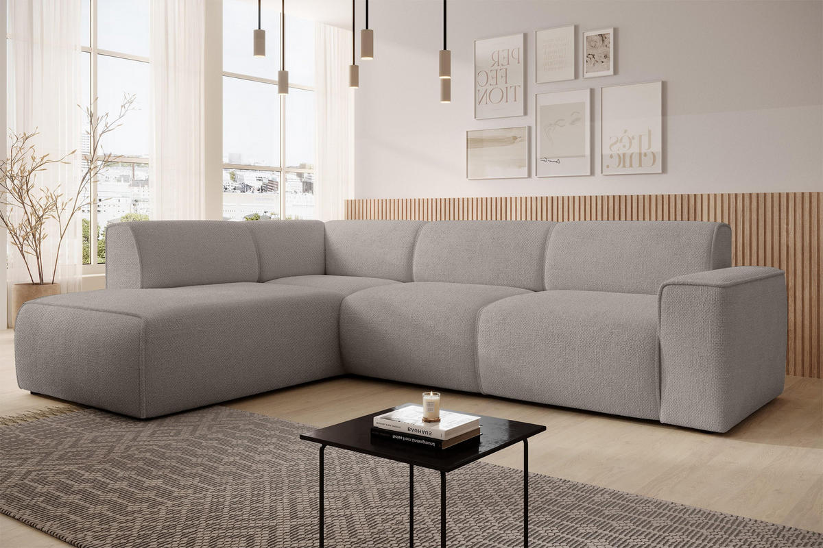 ECKSOFA L Form Didim Beige 292/220/78 cm – großes Sofa stilvoll & bequem L - Beige/Schwarz, Kunststoff/Textil (220/292cm) - AX Living
