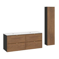 BADMÖBEL 120cm Elena 2er-Set Holz und Schwarz - Schwarz, Holzwerkstoff (120/50/46cm) - Petits-meubles