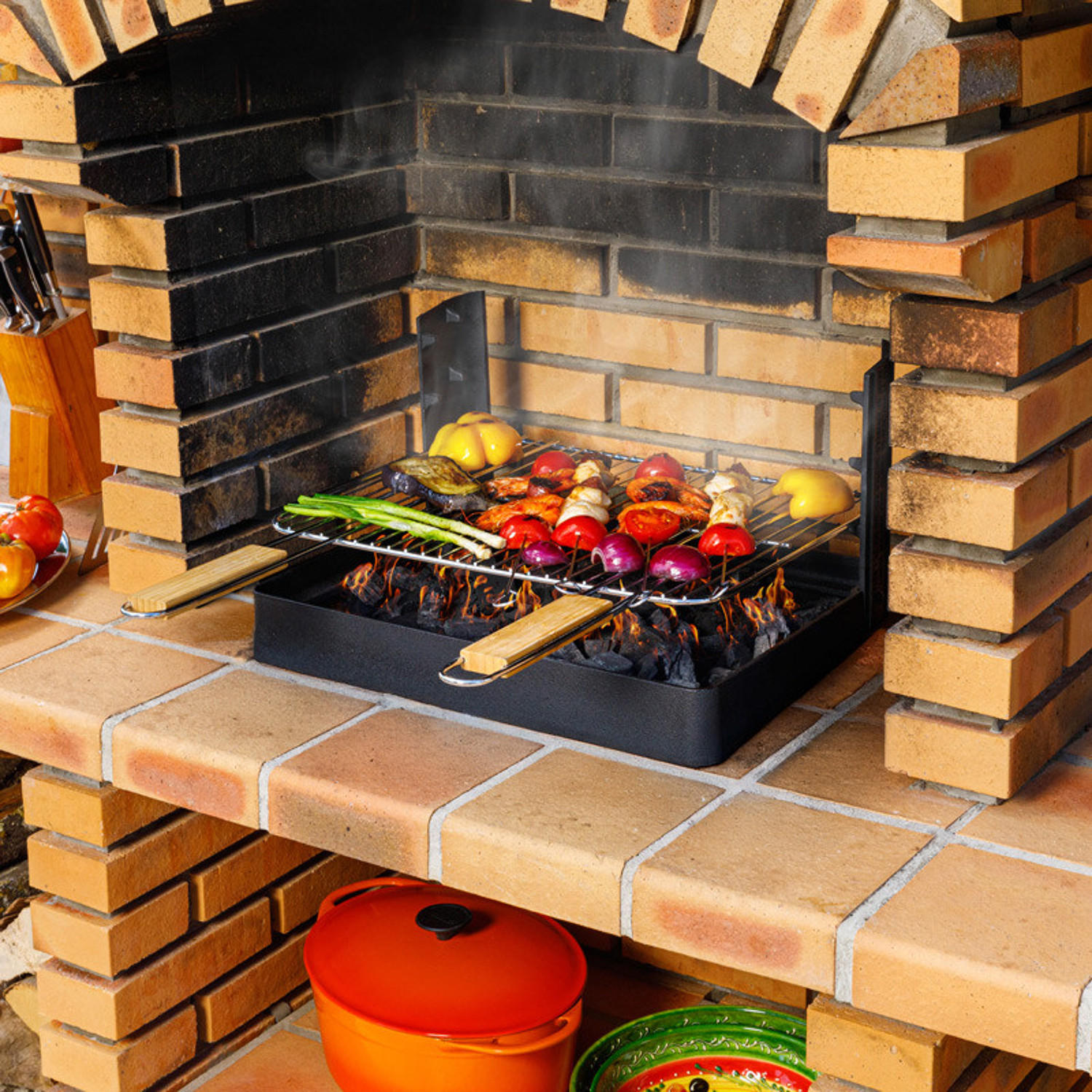 HOLZKOHLEGRILL Grilloir Schwarz - Schwarz, Metall (57.5/26.5/48.5cm)
