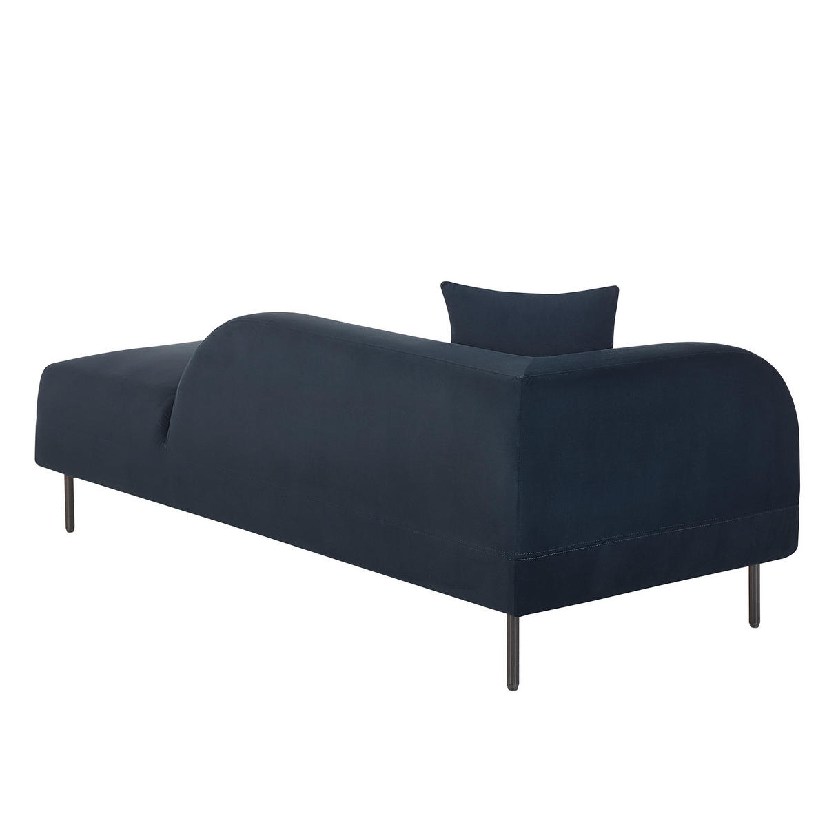 CHAISELONGUE Samtstoff dunkelblau linksseitig Le Crau - Blau, Textil (170/65/84cm) - Beliani