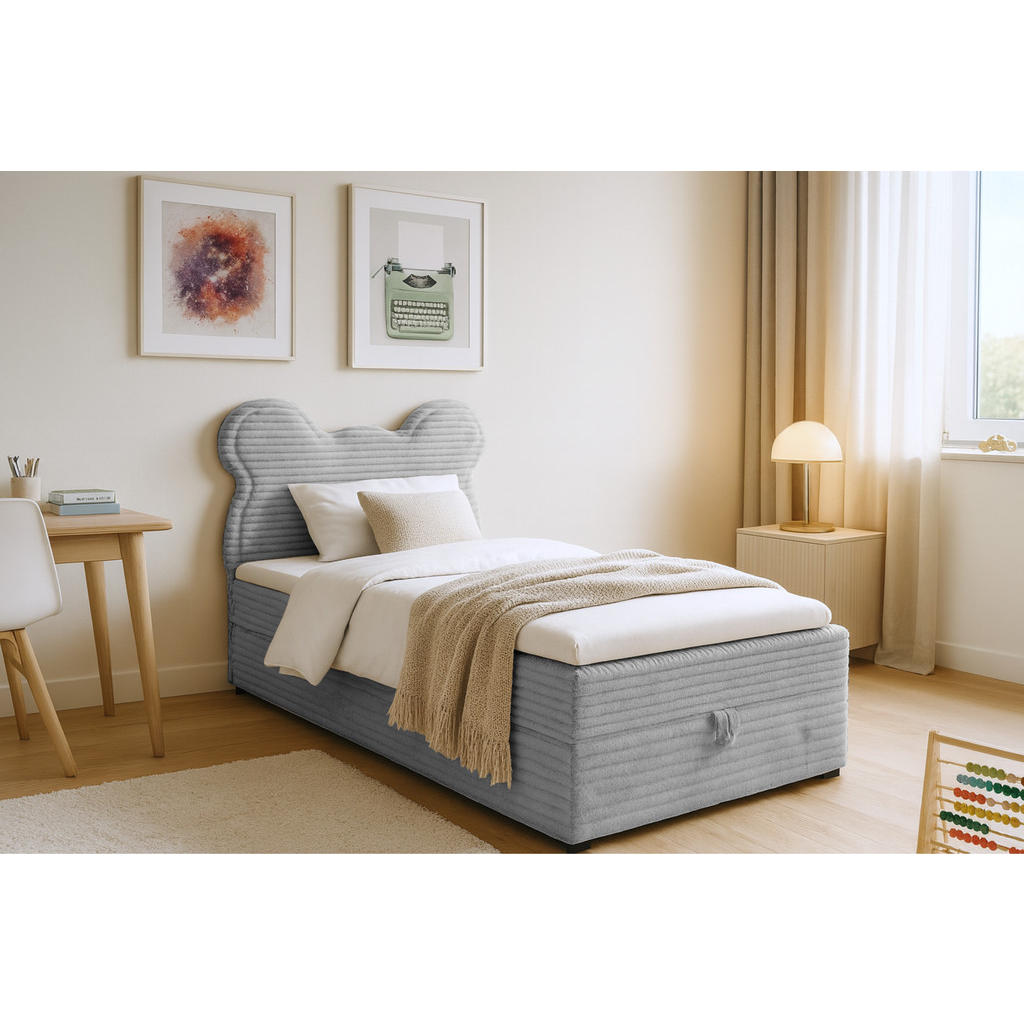 Thumbnail - Deine Möbel 24 Boxbett, Hellgrau, Textil, H3, 100x200 cm, Schlafzimmer, Betten, Boxspringbetten