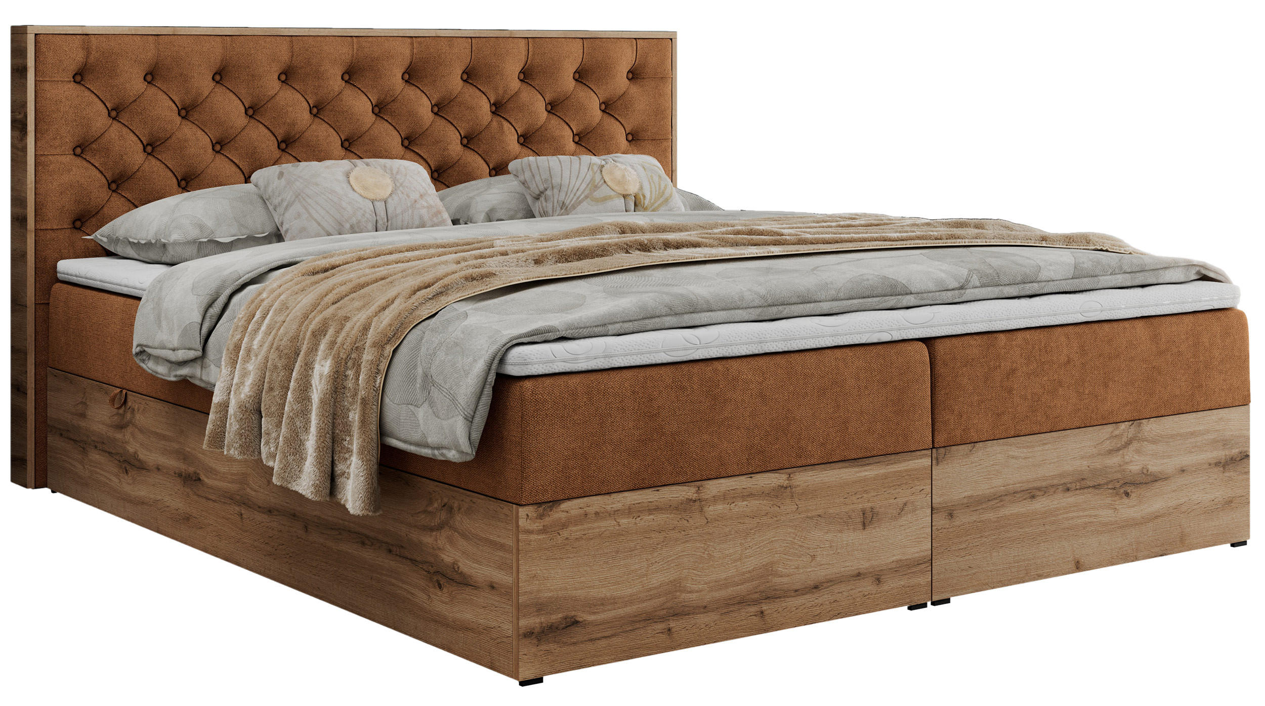 BOXBETT ALBERO 3 - 180/200 Orange Struktur - H3 - Orange, Holz/Textil (180/200cm) - MKS