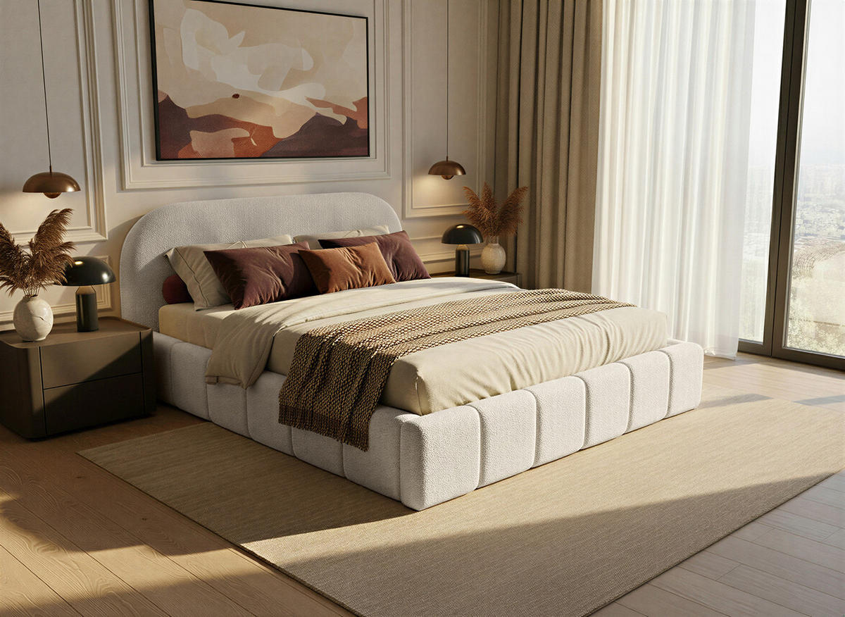 POLSTERBETT Yazoo 160x200 cm, Ecru - Ecru, Textil (160/200cm) - Fedve