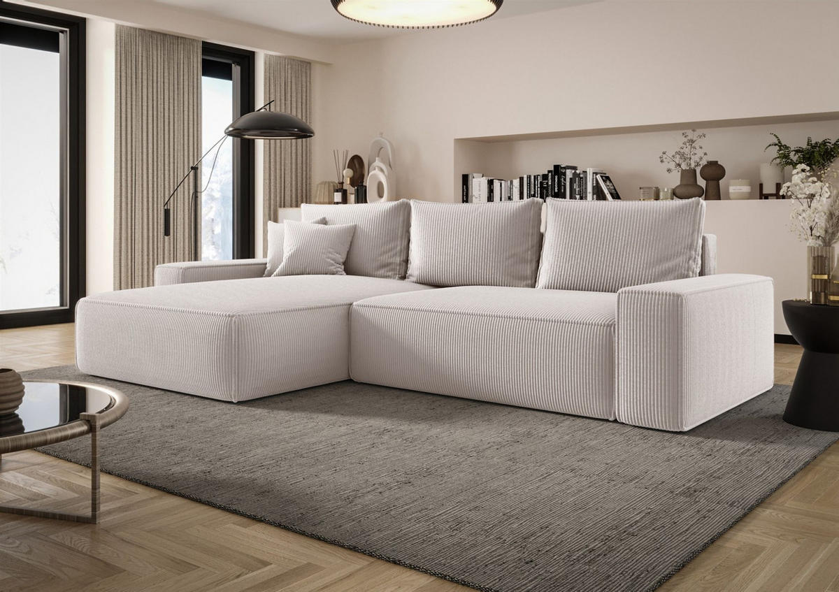 ECKSOFA Walken Mit Schlaffunktion - Weiß, Holzwerkstoff/Textil (280/185cm) - Fun Möbel