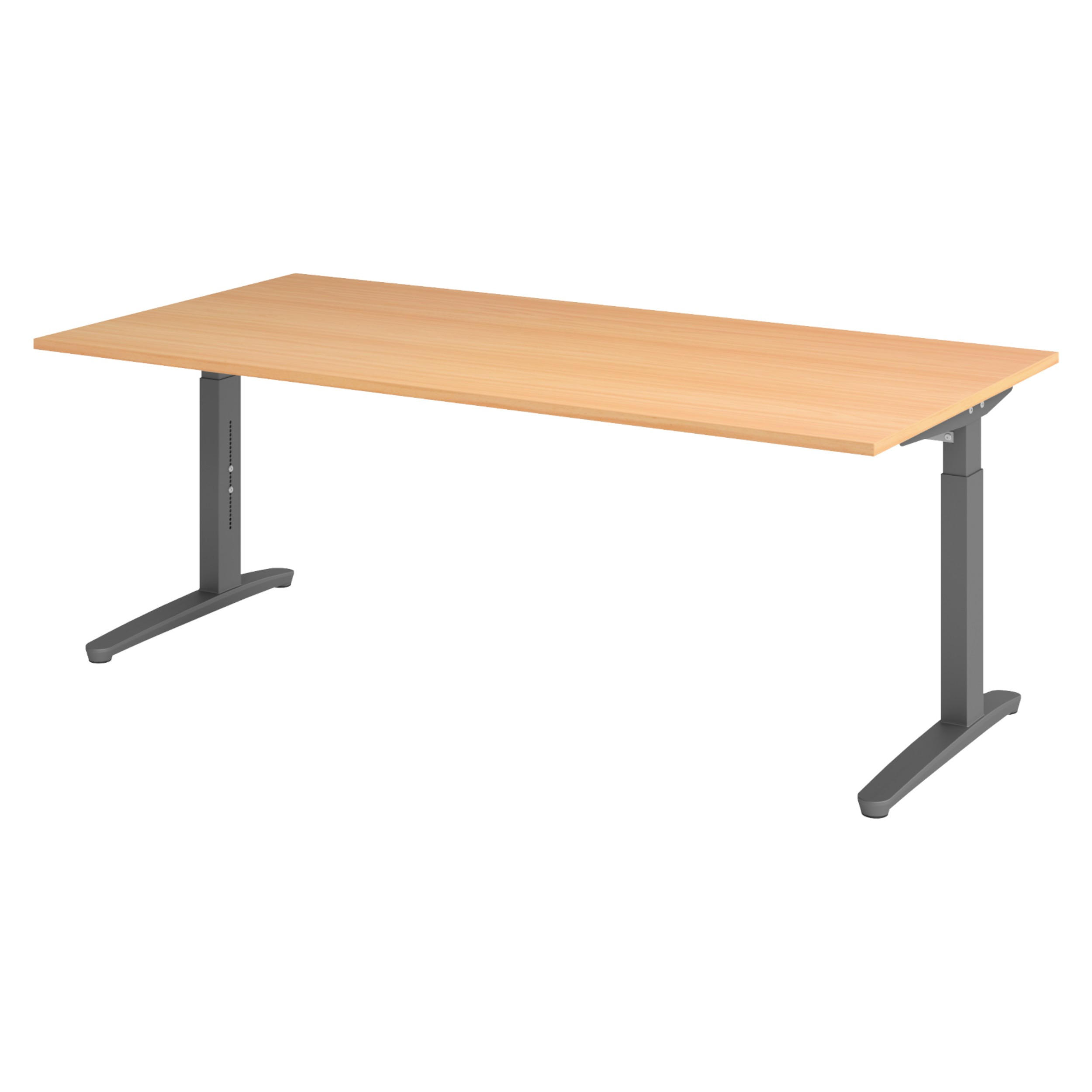 SCHREIBTISCH Serie-XB 100/200/74 cm in Buchefarben/Graphitfarben - Buchefarben/Graphitfarben, Holzwerkstoff (100/200/74cm) - bümö