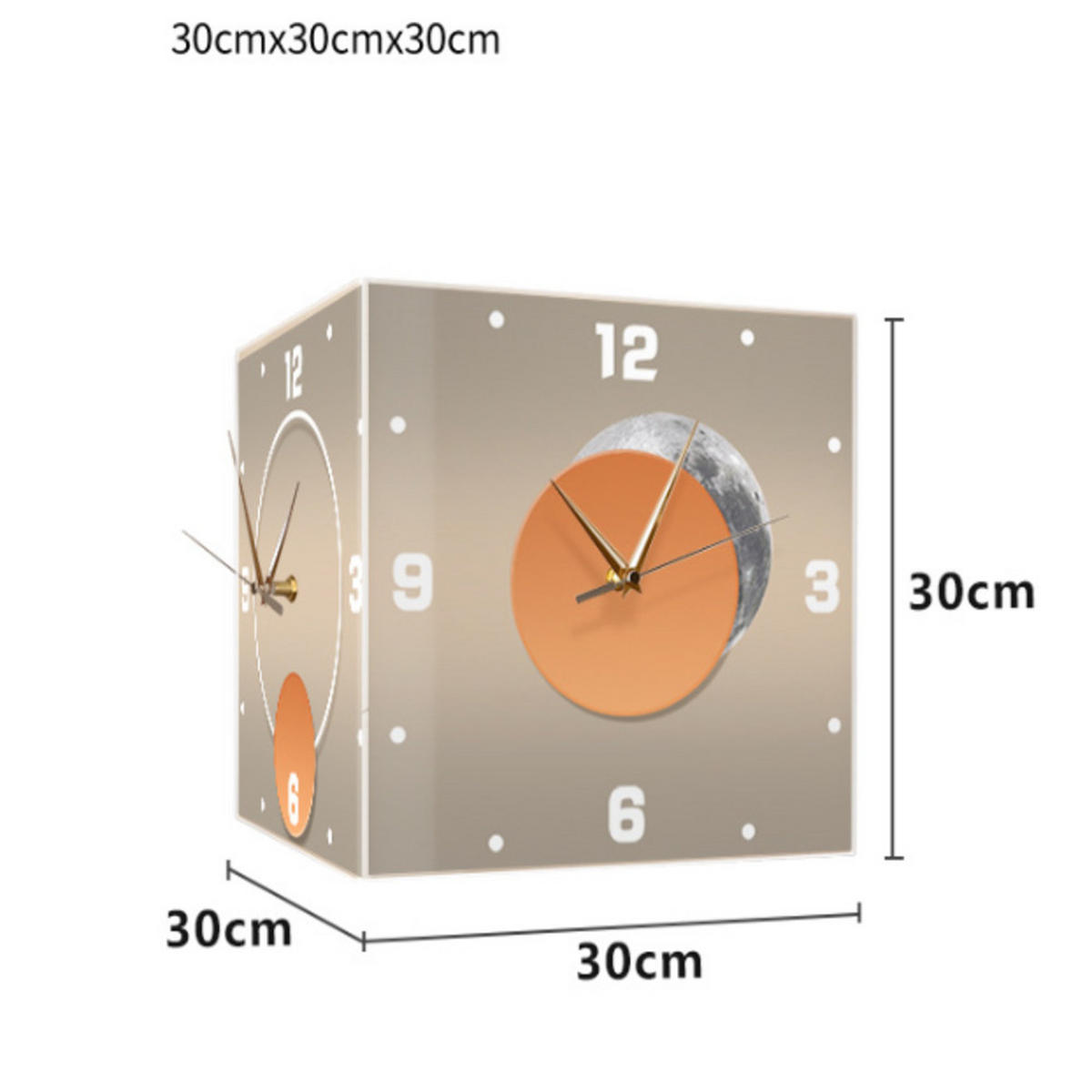 WANDUHR, Acrylmaterial, 30 x 30 x 30 cm, EU-Stecker,Sonnen- und Mondmotiv - Bernsteinfarben, Kunststoff (30/30/30cm) - Weltevree