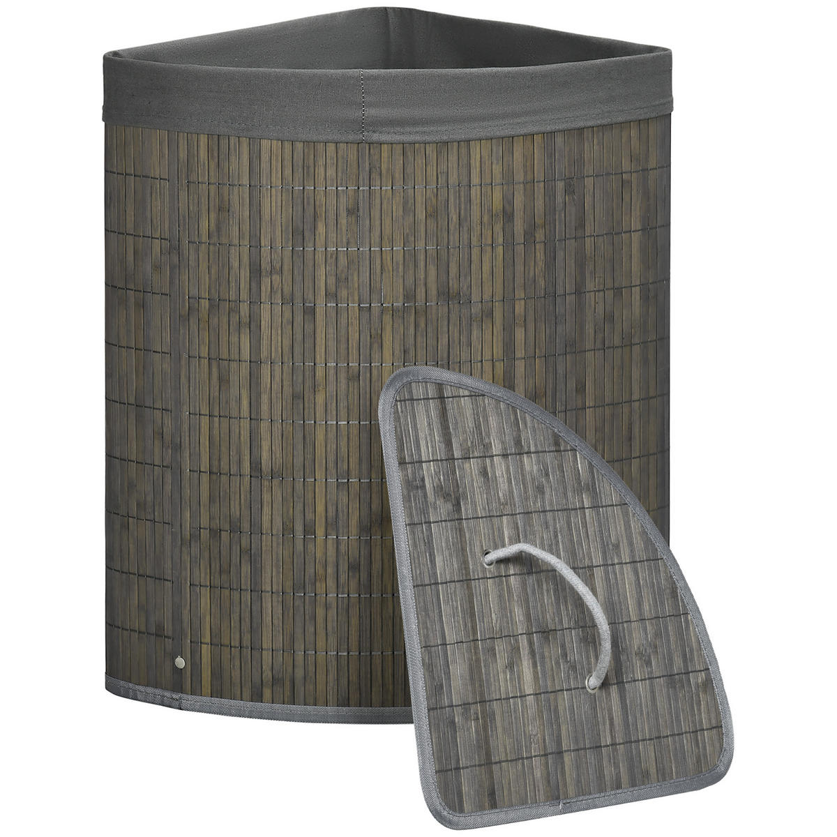 WÄSCHEKORB DE-09440 55 L mit Deckel & Griff Grau - Grau, Naturmaterialien (38/57/38cm) - ComfortXL