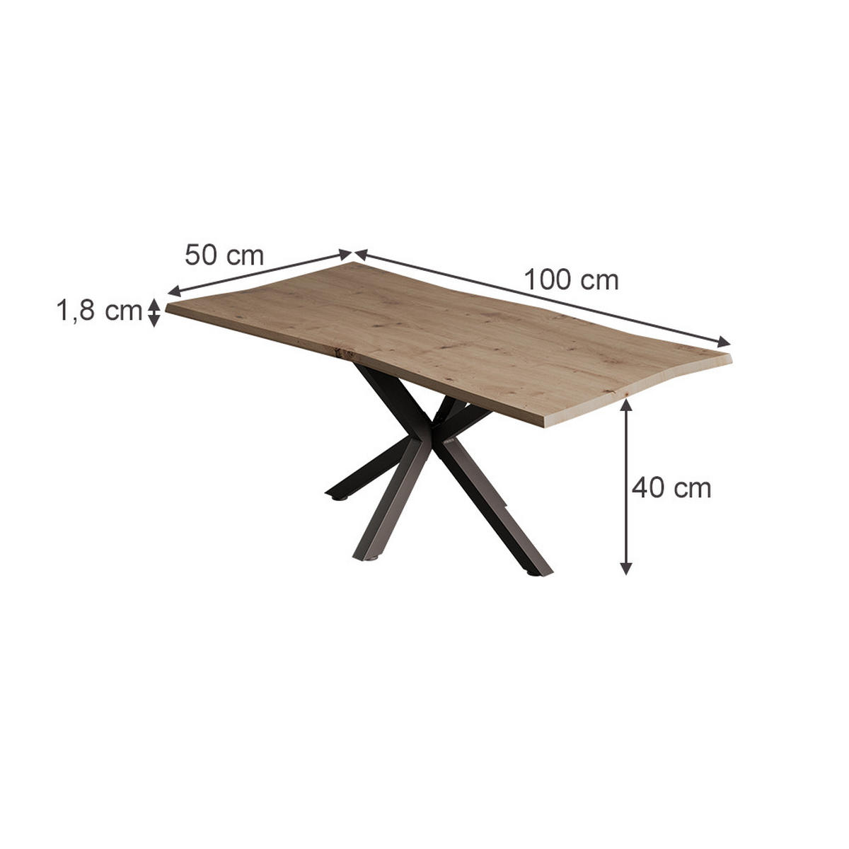 COUCHTISCH Yan Artisan 100 x 50 cm - Hellgrau, Holzwerkstoff (50/100/40cm) - Vicco