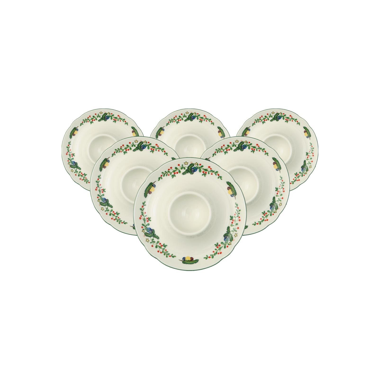 EIERBECHER MIT ABLAGE Marieluise Weihnachten weiß-grün ø 12,5 cm 6er Set - Weiß/Grün, Keramik (12.5/2.5/12.5cm) - Seltmann Weiden