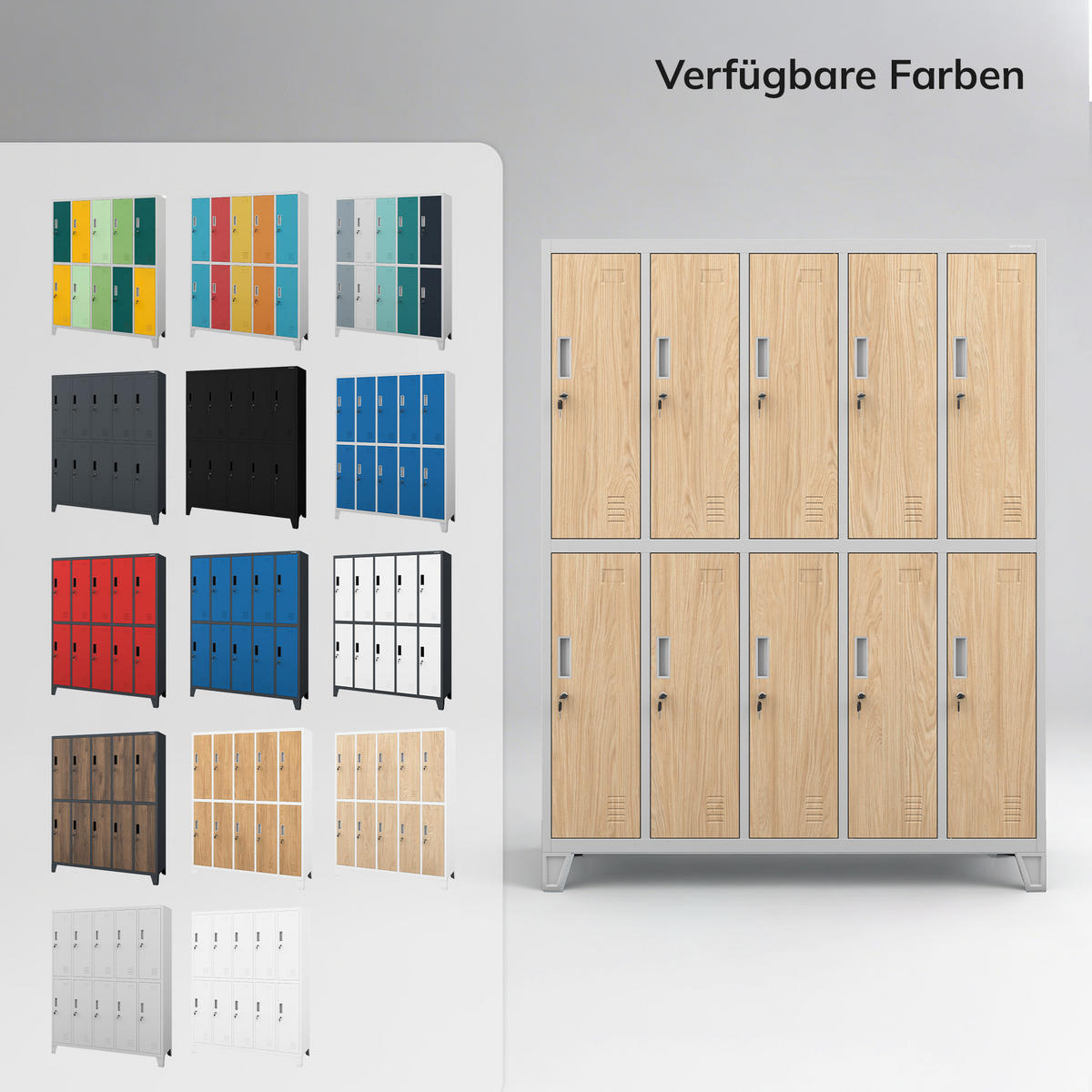 ARBEITSSCHUTZ-KLEIDERSCHRANK BARTEK 172 x 136 x 45 cm - Grau/Sonoma Eiche, Metall (136/172/45cm) - Jan Nowak
