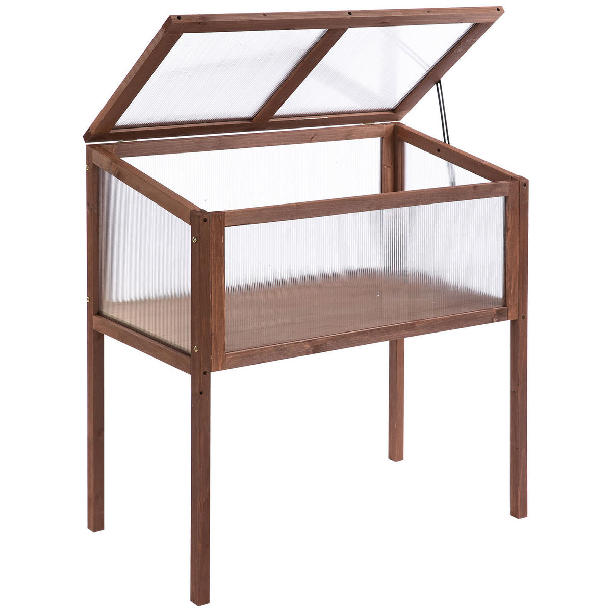 GEWÄCHSHAUS DE-05741 Frühbeet mit Abdeckung, wetterfest Braun - Braun, Holz/Kunststoff (50/93/90cm) - ComfortXL