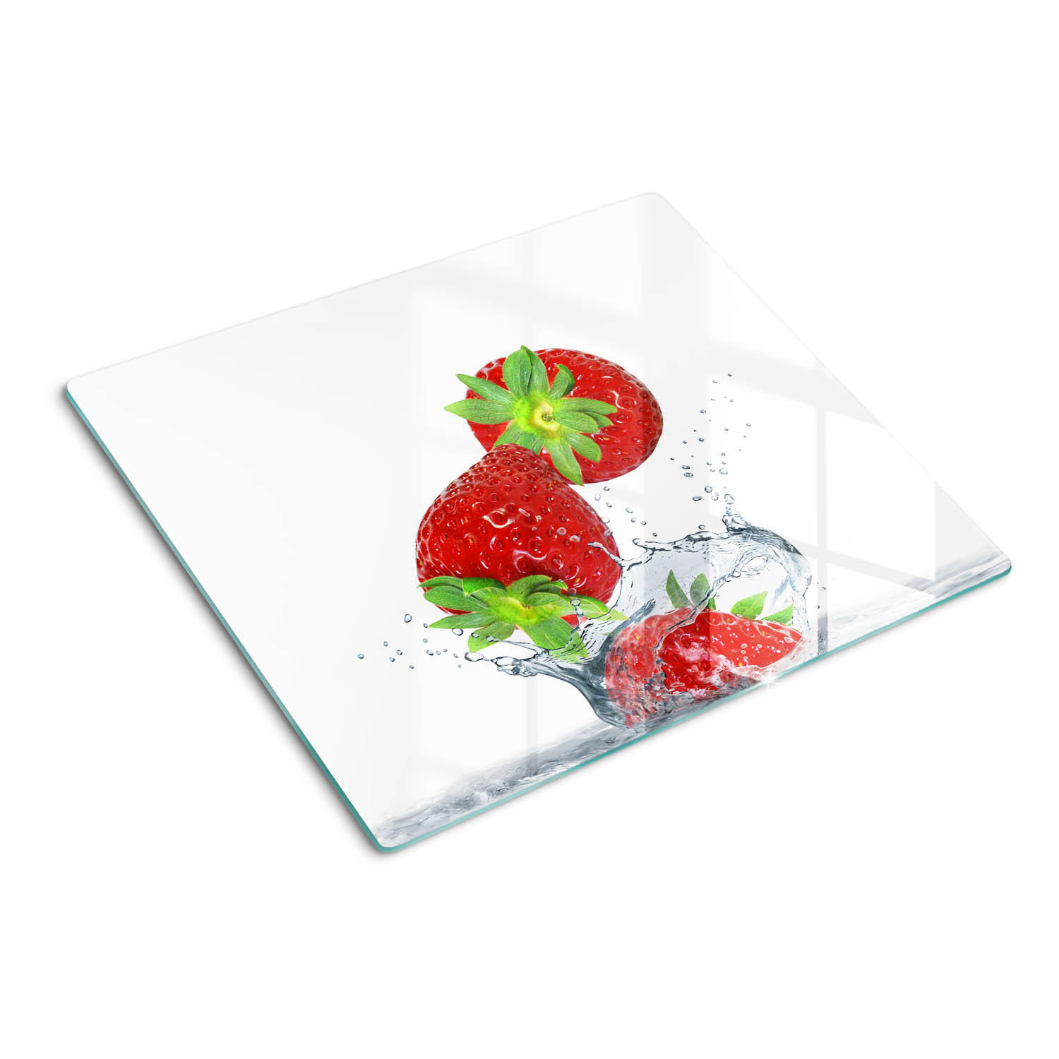GLASPLATTE 60x52 cm Fallende Erdbeeren - Rot, Glas (60/0.4/52cm) - TULUP