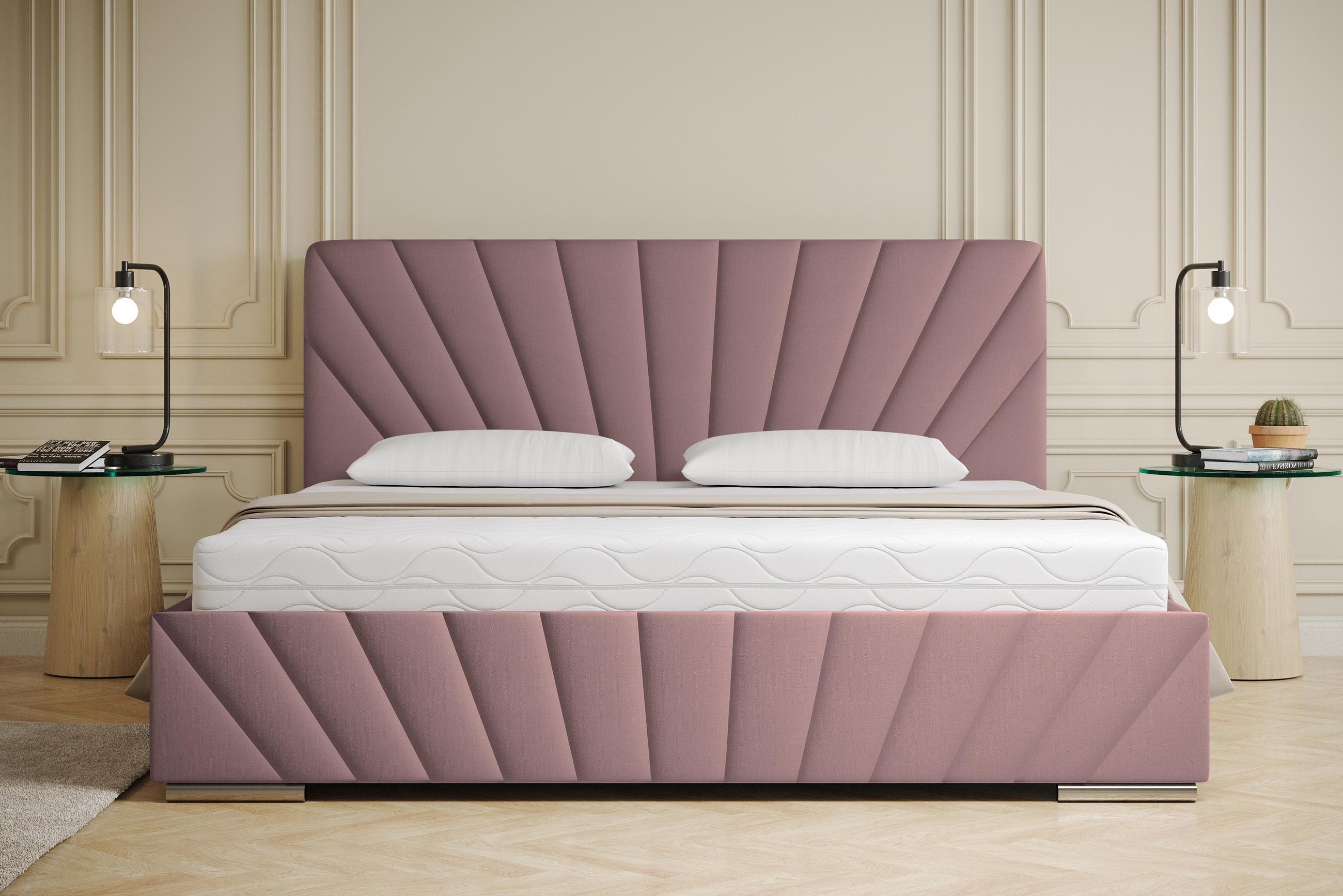 POLSTERBETT Ray 160 x 200 cm mit Bettkasten, Lattenrost und Bonnelmatratze - Rosa - Rosa, Holz (160/200cm) - Panda Möbel