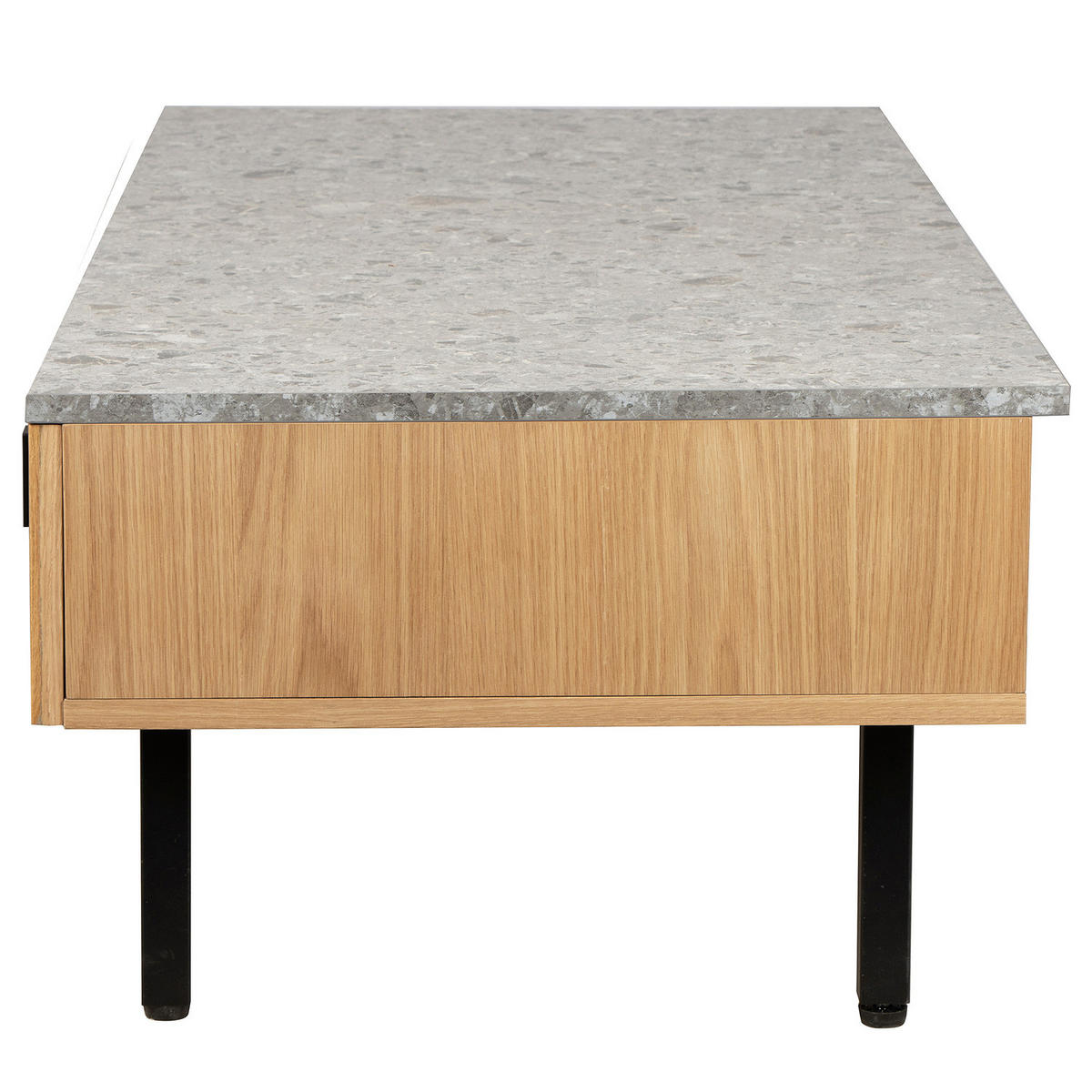 COUCHTISCH - Echtholzfurnier - Terazzo Dekor - Eichefarben/Schwarz, Holzwerkstoff/Metall (40/120/60cm) - home24