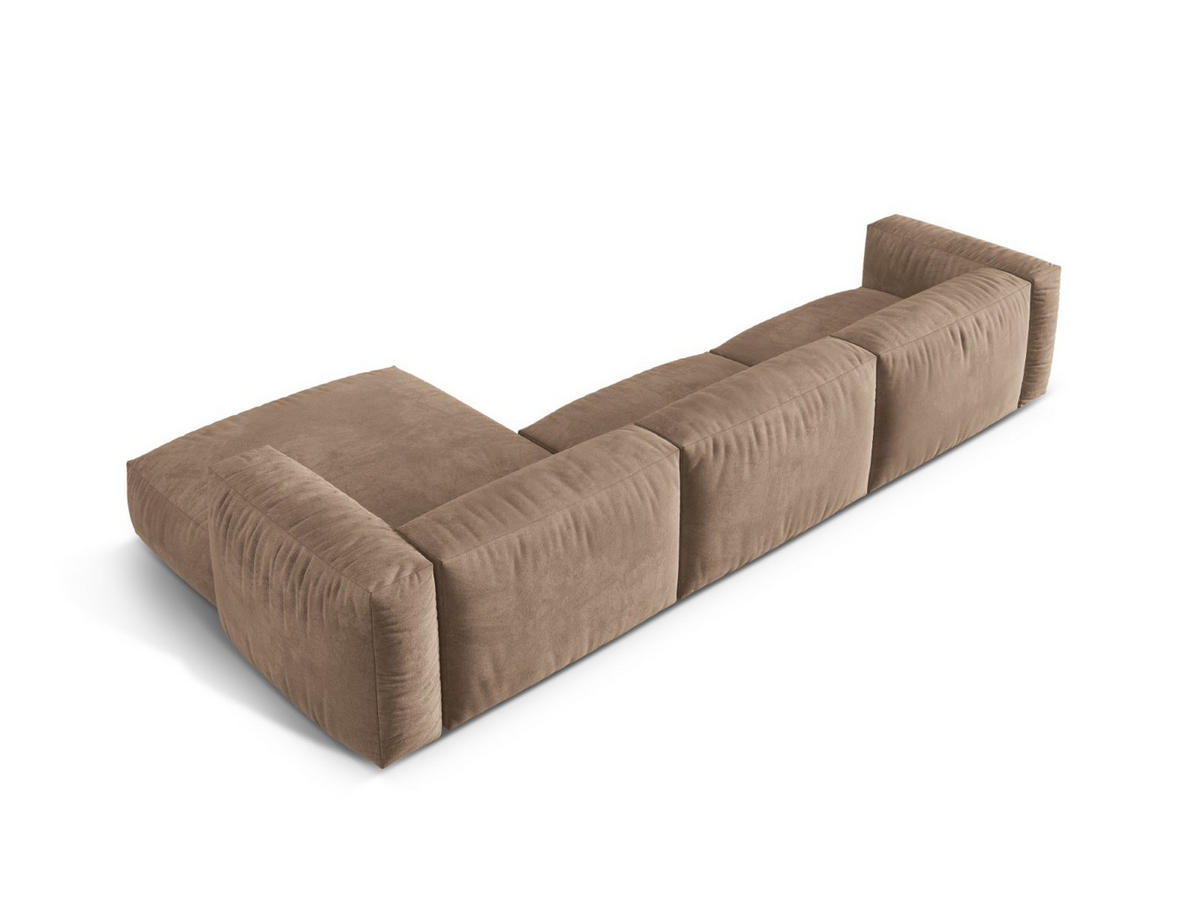 ECKSOFA modular rechts Martina aus Samt dunkelbeige 3 Sitzplätze - Mokka, Textil (176/332cm) - Micadoni
