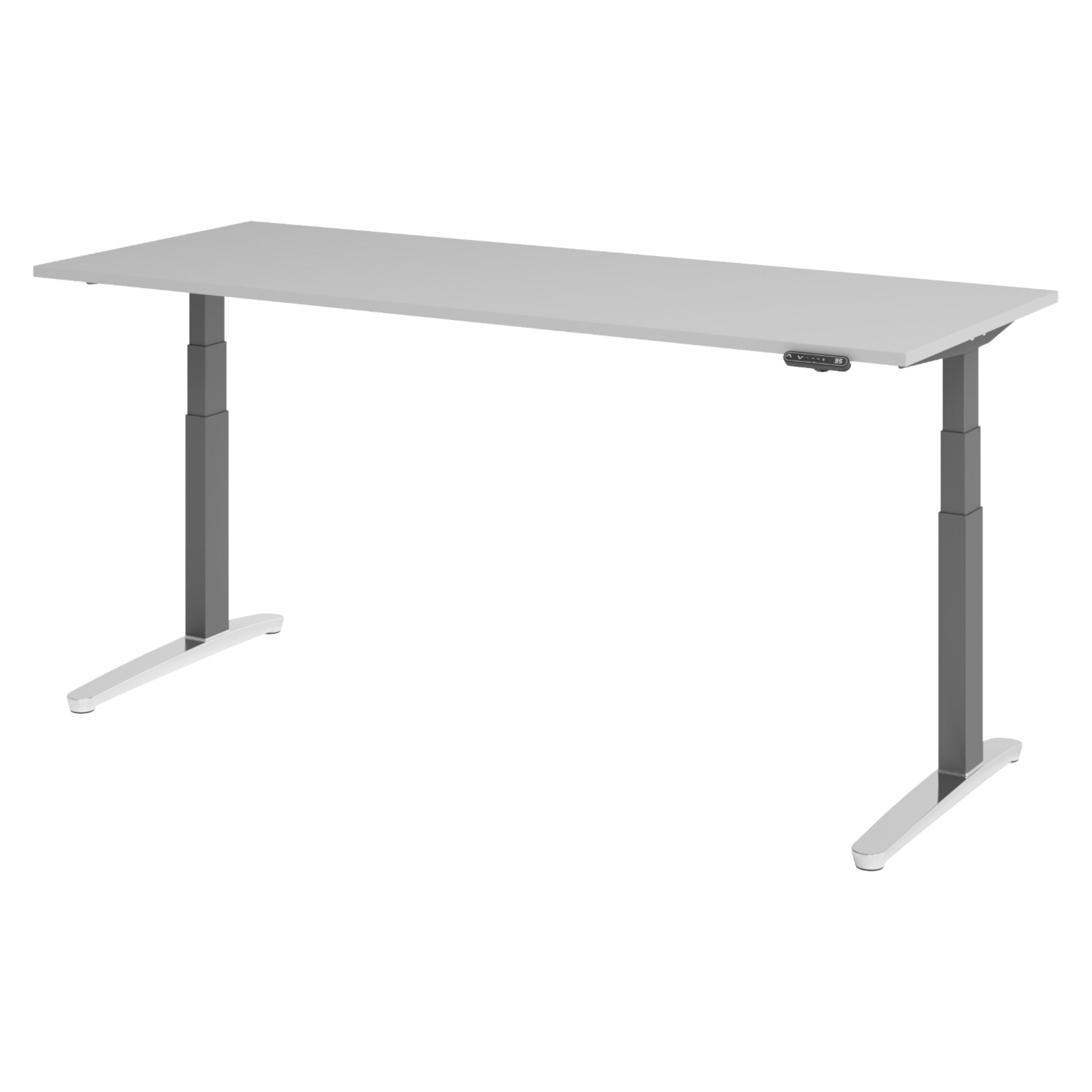SCHREIBTISCH elektrisch XBHM 80/200/74 cm in Grau/Graphitfarben/Alu poliert - Silberfarben/Graphitfarben, Holzwerkstoff (80/200/74cm) - bümö