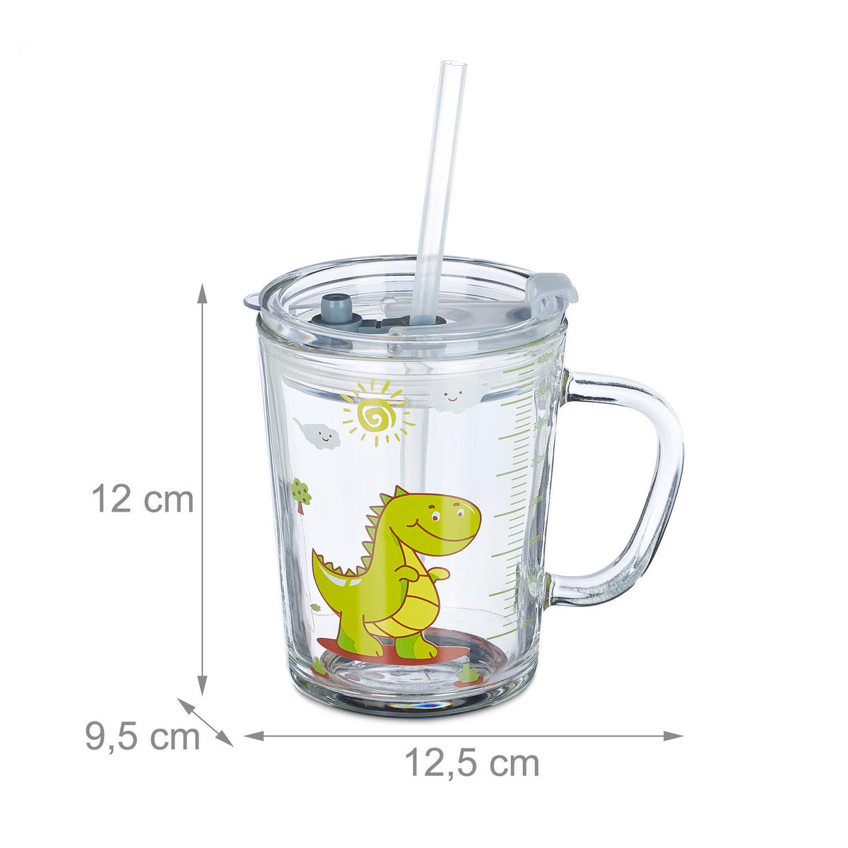 2XKINDERTRINKGLAS - Transparent, Glas/Kunststoff (0.4L) - Relaxdays