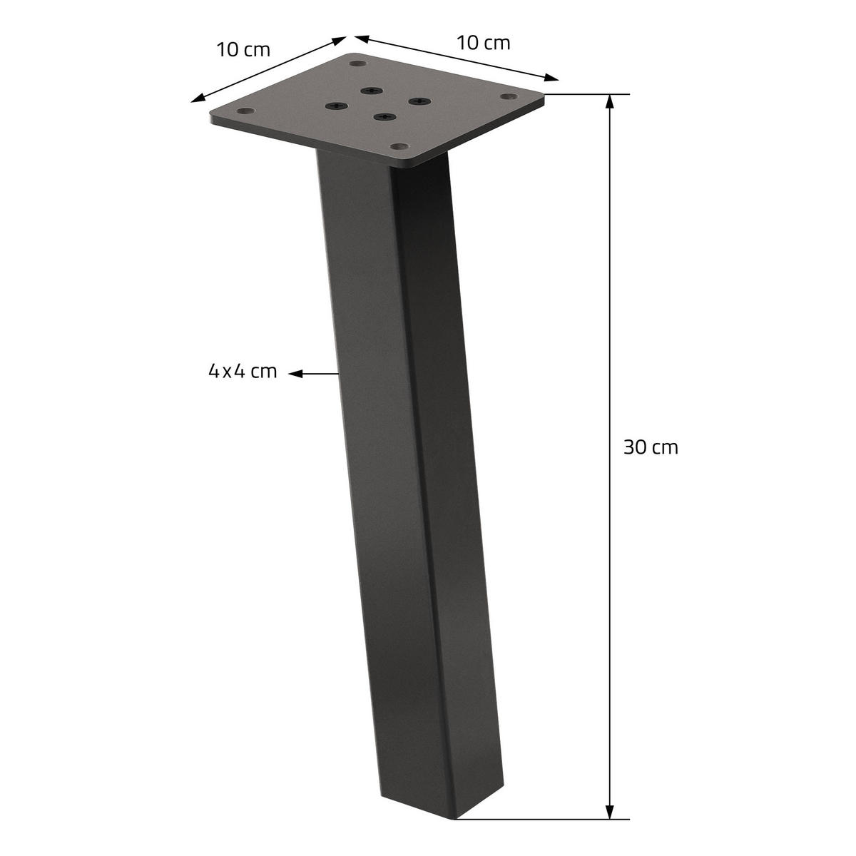 TISCHBEINE 4er Set I-96GRAD-Design H:30 cm Dunkelgrau 4x4 cm - Dunkelgrau, Metall (4/30/4cm) - ML-DESIGN