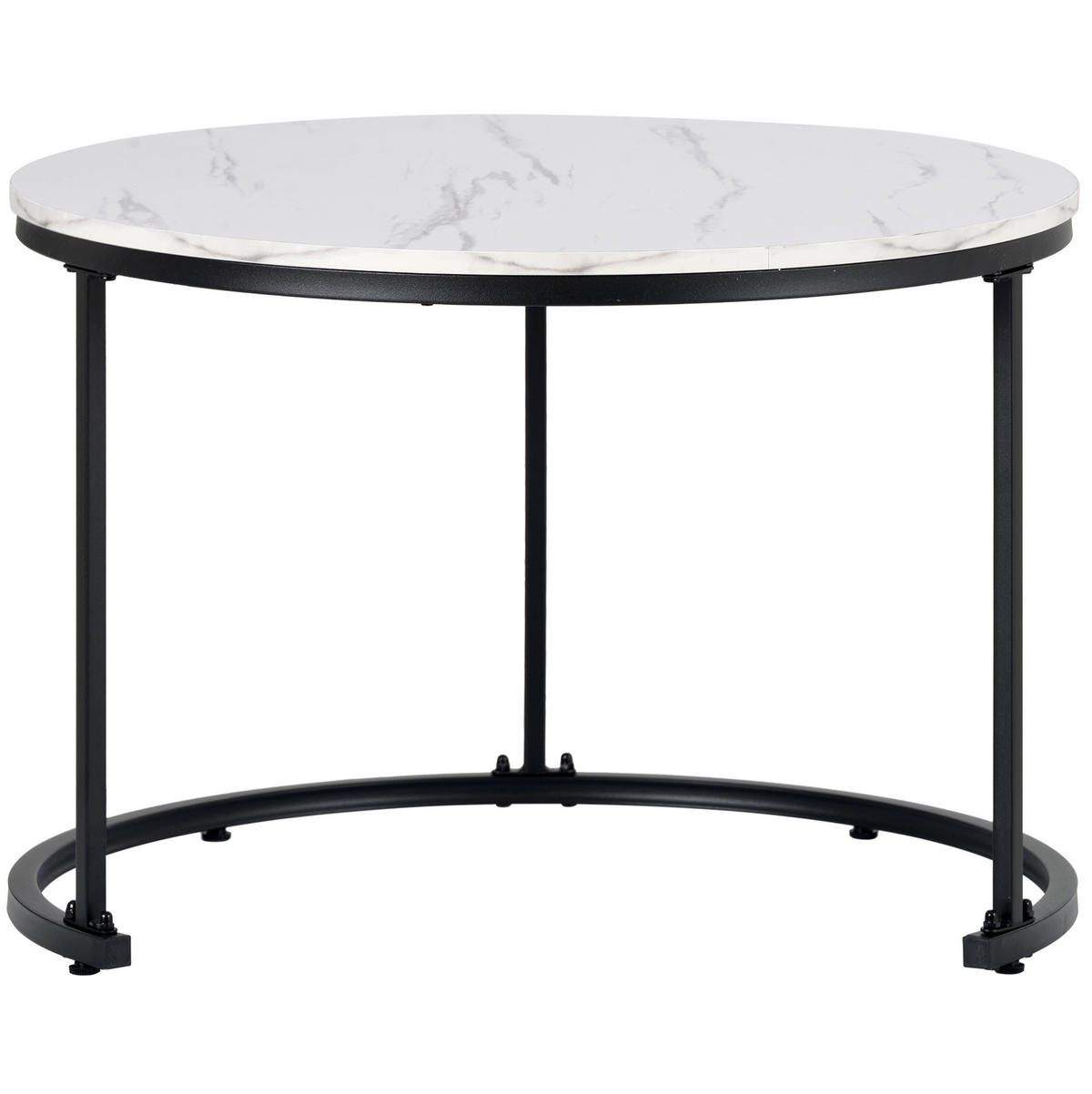 COUCHTISCH 50/70.5 cm in Weiß Marmoroptik aus MDF mit Metallgestell - Weiß, Holzwerkstoff (70.5/70.5/50cm) - OKMYHOME