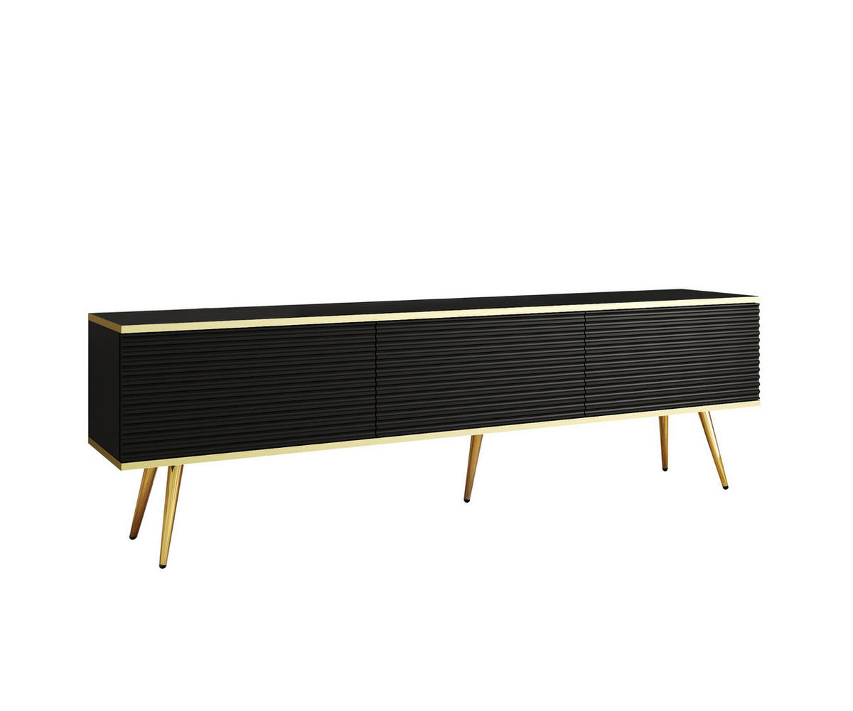 TV-SCHRANK Oris Schwarz matt mit schwarzen Beinen Glamour Style 175 cm - Schwarz, Holzwerkstoff/Metall (175/53/32cm) - Meble Lindner