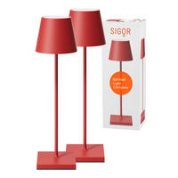 LED Akku-Tischlampe, Nuindie 3.0 2er-Set, feuerrot - Rot, Metall (38/10/38cm) - Sigor