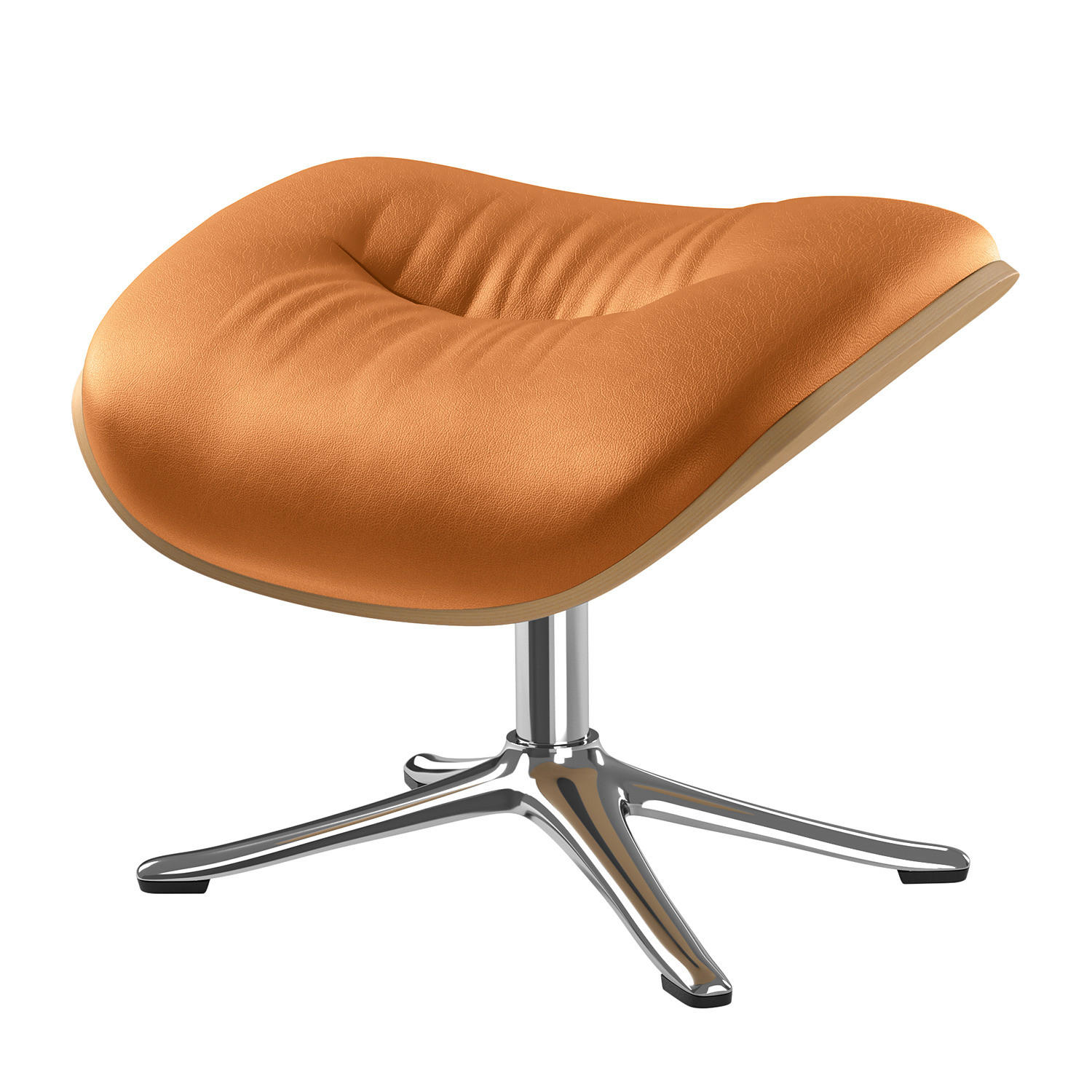 POLSTERHOCKER - Chromfarben/Cognac, Leder/Metall (44/39/42cm) - home24
