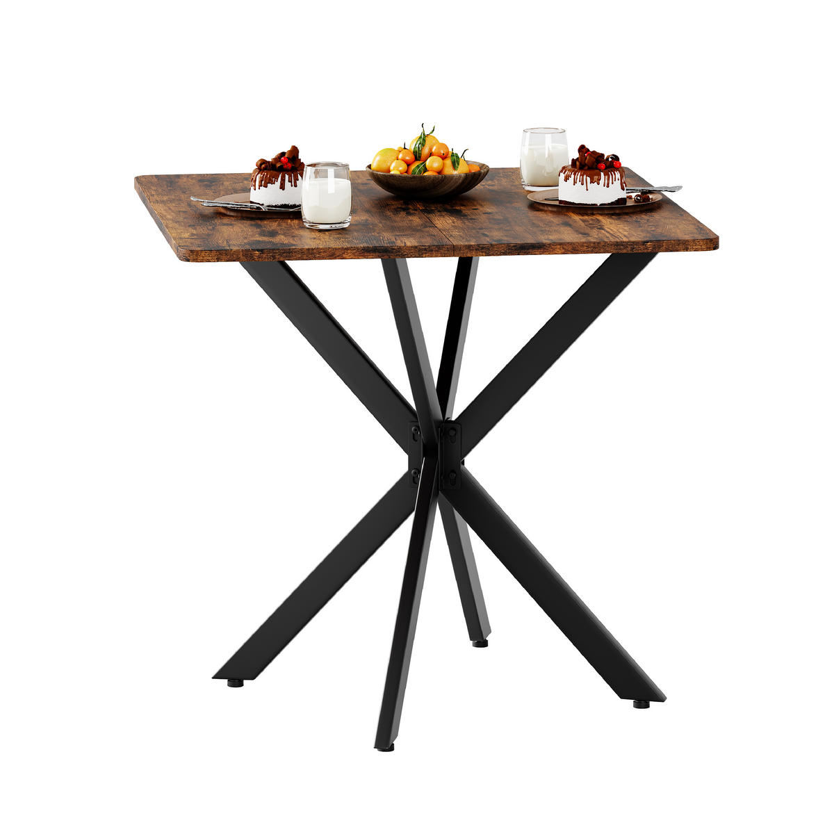 BEISTELLTISCH 80/80/75 cm braun aus Spanplatte mit X-Gestell und höhenverstellbaren Füßen - Braun, Holzwerkstoff (80/80/75cm) - OKWISH