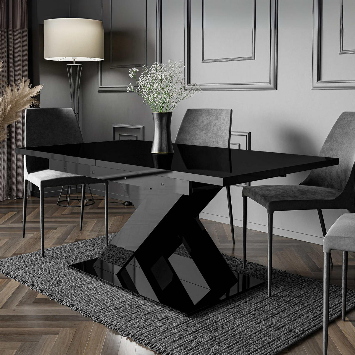 ESSTISCH Schwarz Hochglanz Ausziehbar 140 - 180 cm - Schwarz Hochglanz, Holzwerkstoff (140/80/75cm) - PROSPERO