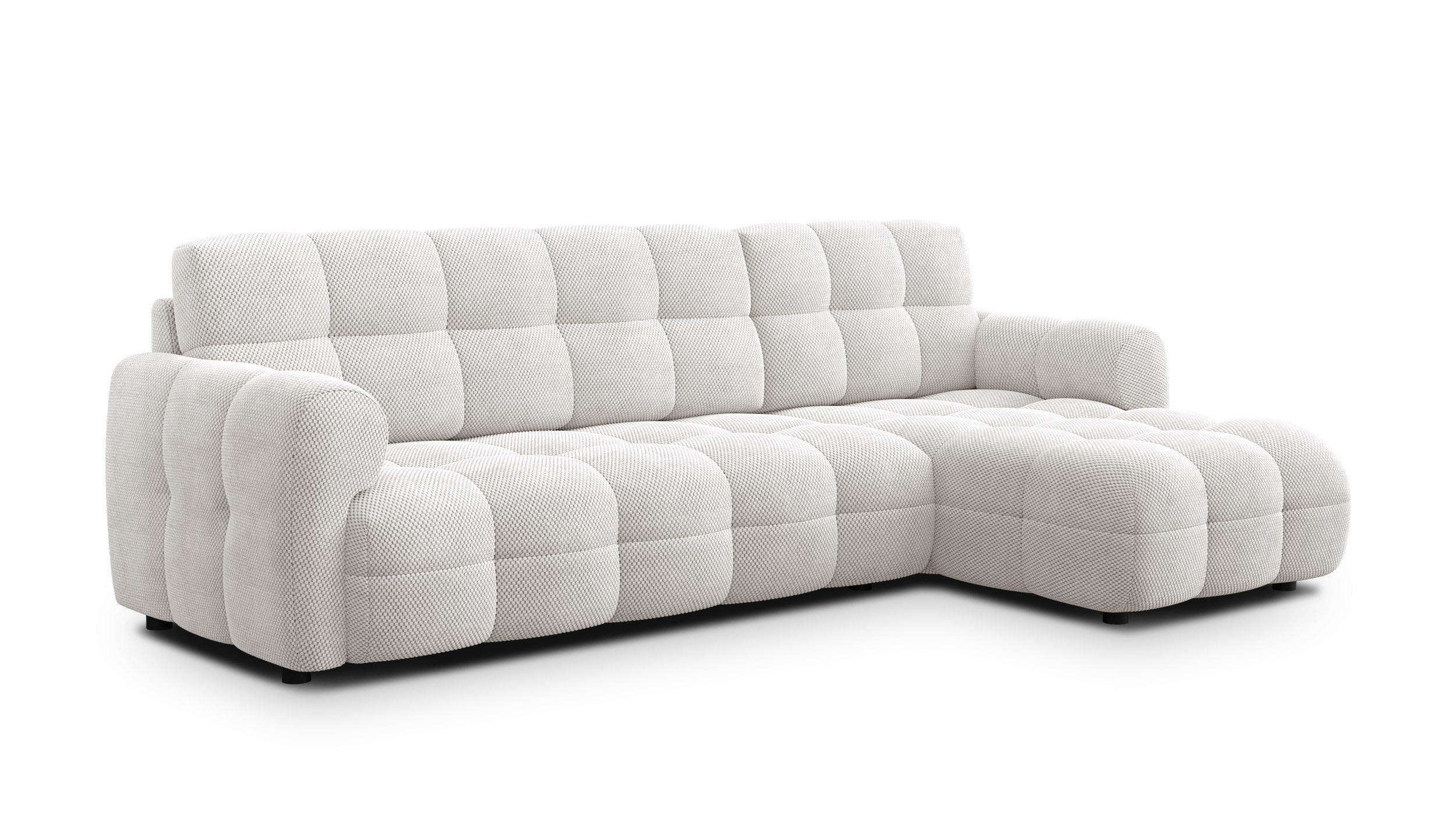 ECKSOFA MELLOW 4-Sitzer, creme - Creme/Schwarz, Holz/Textil (262/156cm) - Courtois Laville