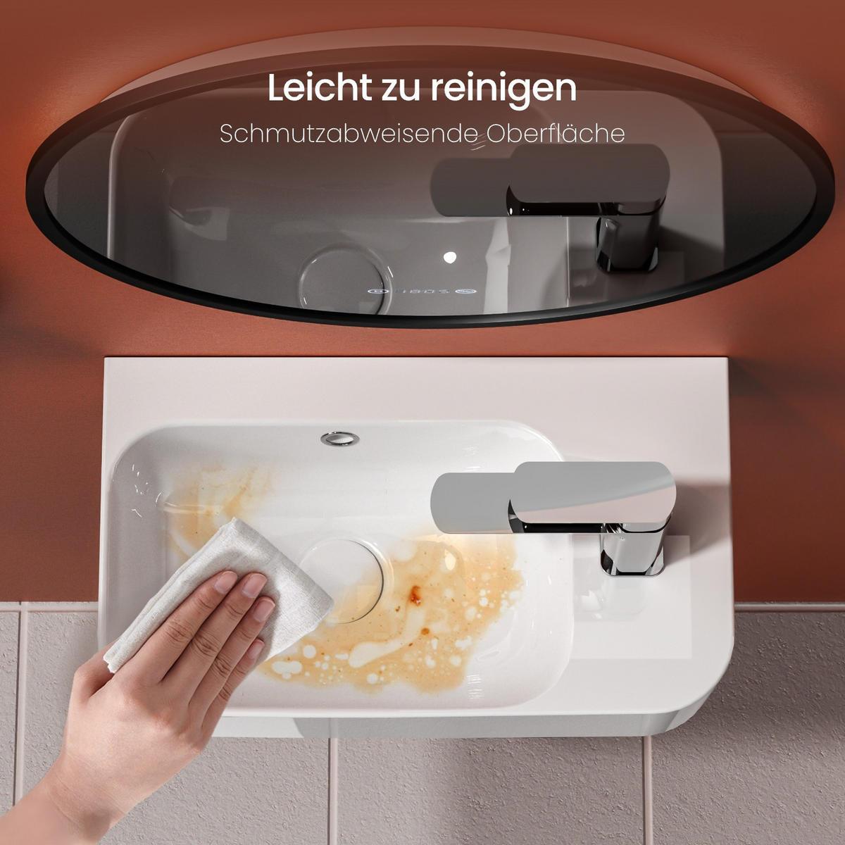 WASCHBECKEN Rechteckig Mit Hahnloch links Weiß 45 / 26,5 / 15,6 cm - Weiß, Keramik (26.5/15.6/45cm) - EMKE