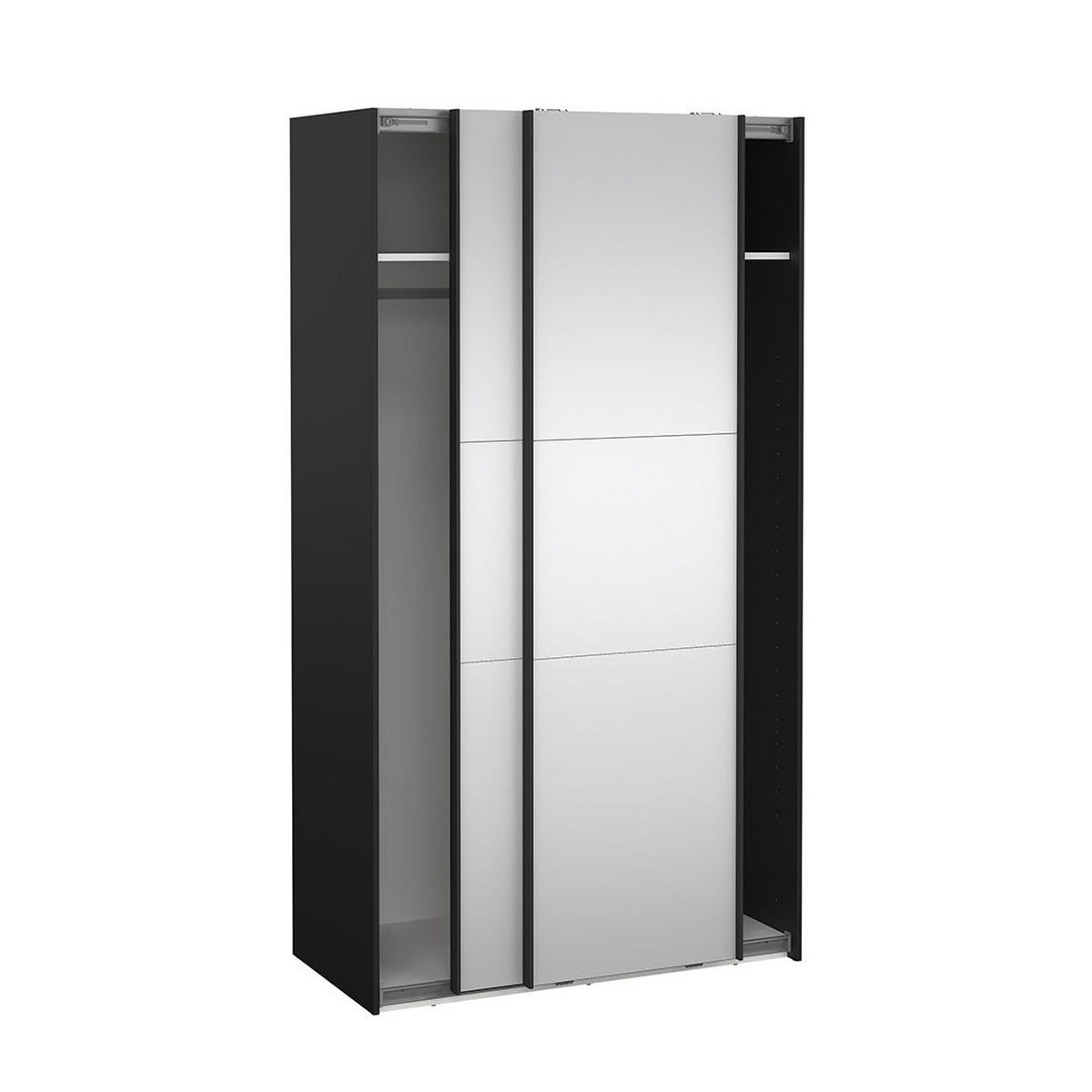 SCHIEBETÜRENSCHRANK, Como, Schwarz, Holzwerkstoff, 119 x 67 x 221 cm - Schwarz, Holzwerkstoff (119/221/67cm) - ebuy24