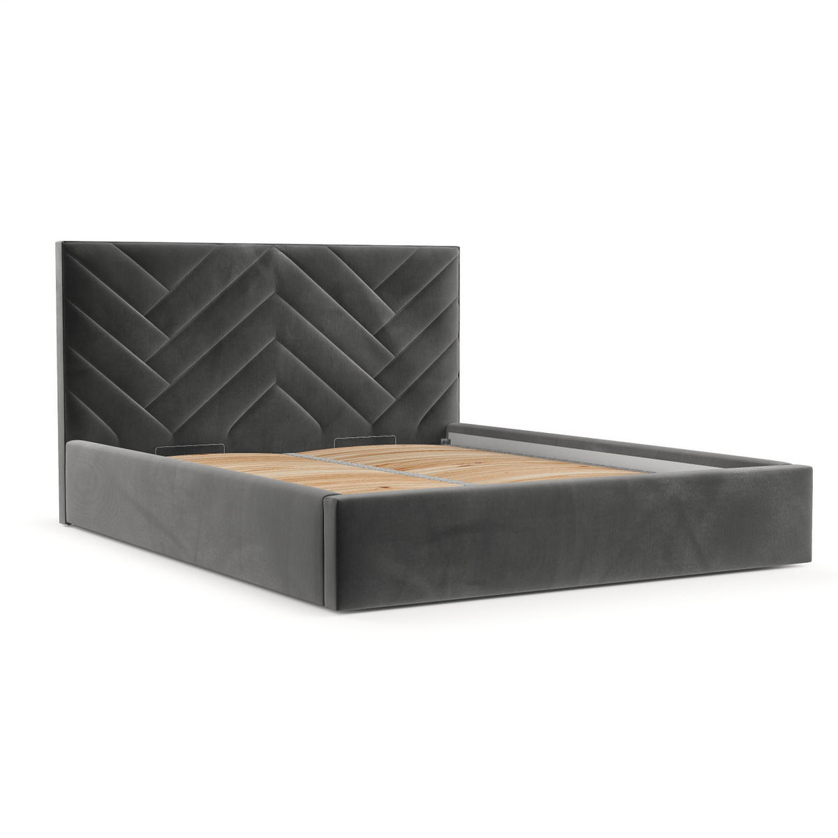 POLSTERBETT Arco 180/200 cm Grau im Kronos Stoff - Schwarz/Naturfarben, Holz/Holzwerkstoff (180/200cm) - AltaBeds