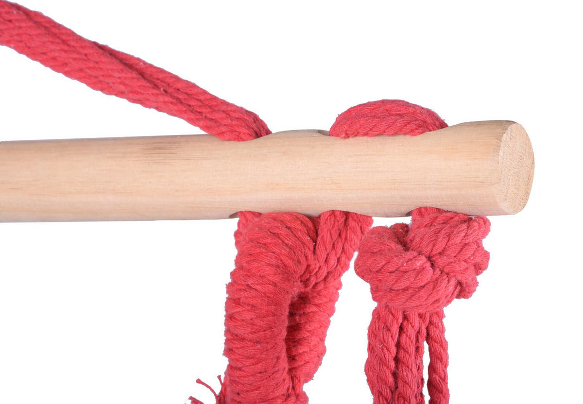 HÄNGESESSEL Mainz mit 2 Kissen Rot Hängesitz - Rot, Holz (90/120/65cm) - DELUKE