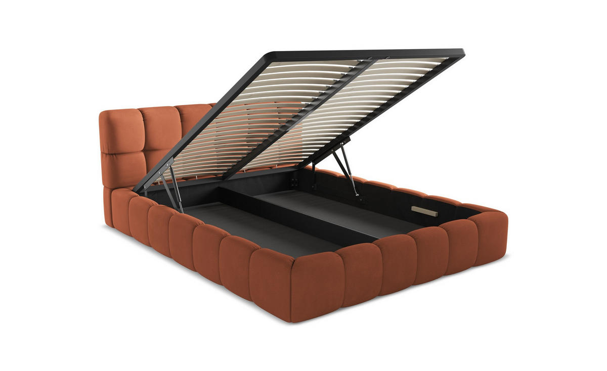 POLSTERBETT mit Bettkasten und Lattenrost 200x238 Schwarz - Schwarz, Kunststoff/Textil (160/200cm) - Makamii