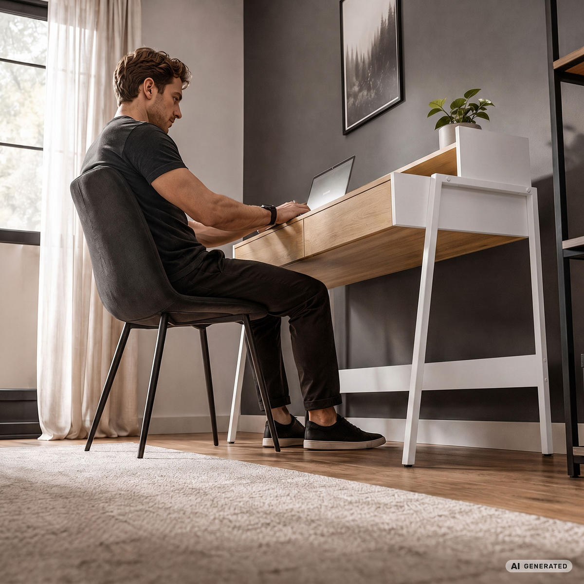 SCHREIBTISCH FLUX 78 cm Sonoma Eiche - Weiß/Sonoma Eiche, Holzwerkstoff (78/48/95cm) - Akord