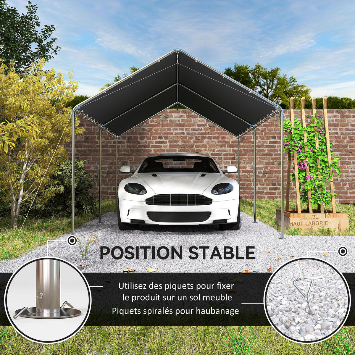 AUTOUNTERSTAND DE-12567 6x3 m mit Doppeldach Grau - Grau, Metall (290/260/595cm) - ComfortXL