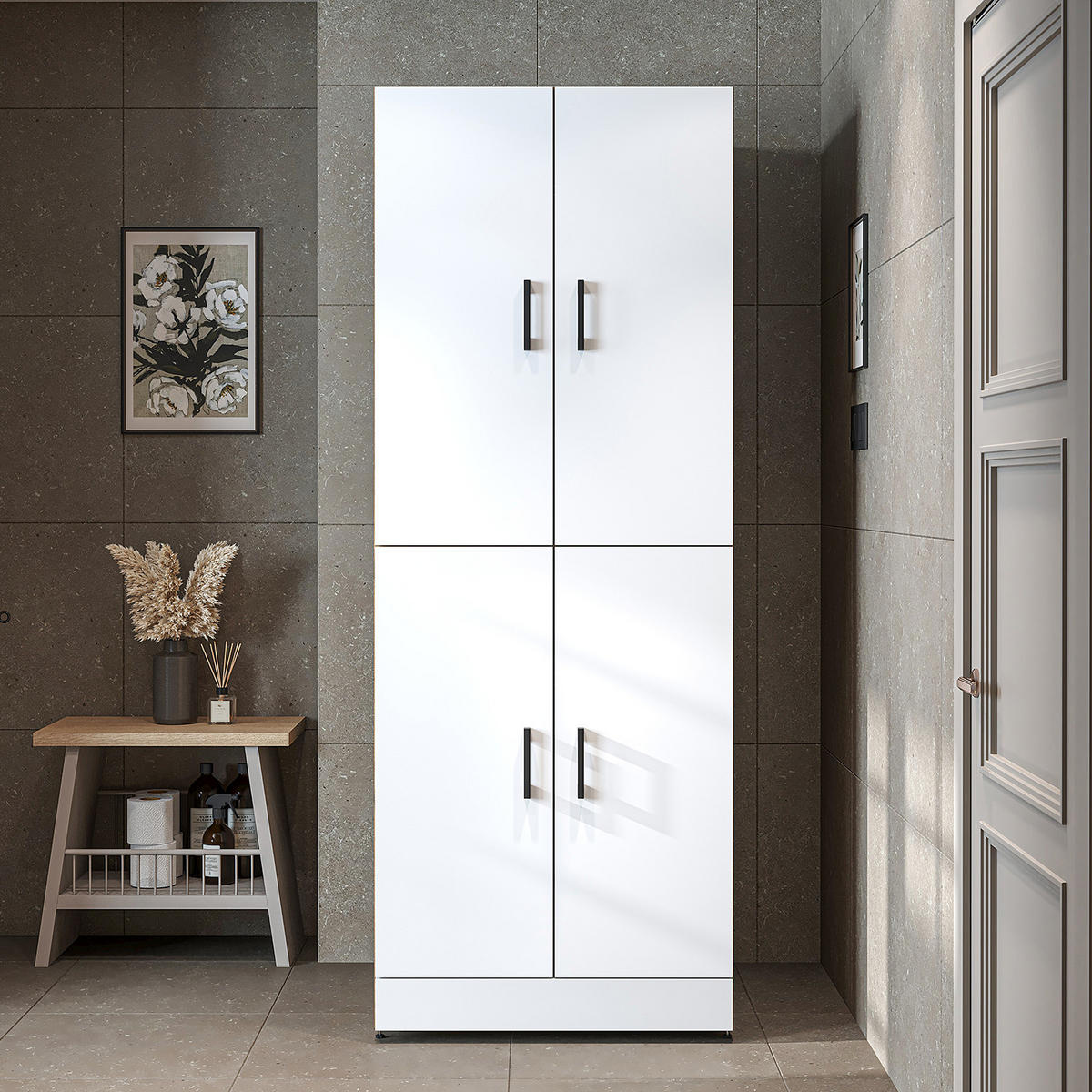 WASCHMASCHINENSCHRANK DORA-I 70cm Breit - Eiche Bianco, Holzwerkstoff (70/186/74cm)
