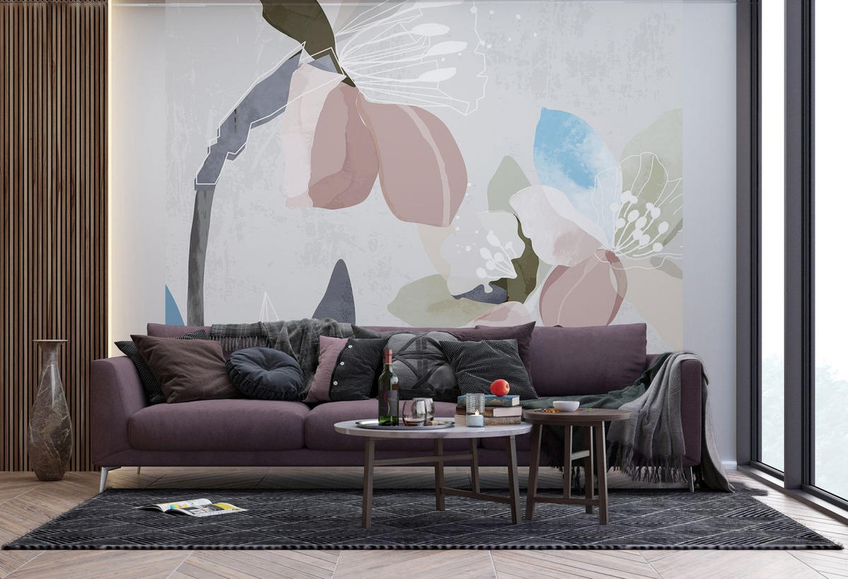 FOTOTAPETE Blumenmuster 270 x 300 cm - Multicolor, Papier (270/300cm) - Sanders & Sanders