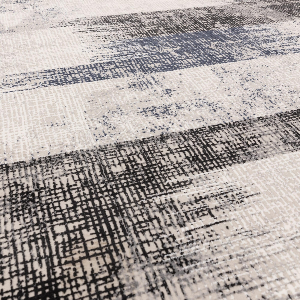 TEPPICH Velours geometrisch abstrakt pflegeleicht rutschfest TIBER-Orte, Dunkelblau 200x290 cm - Dunkelblau, Textil (200/290cm) - KADIMA DESIGN