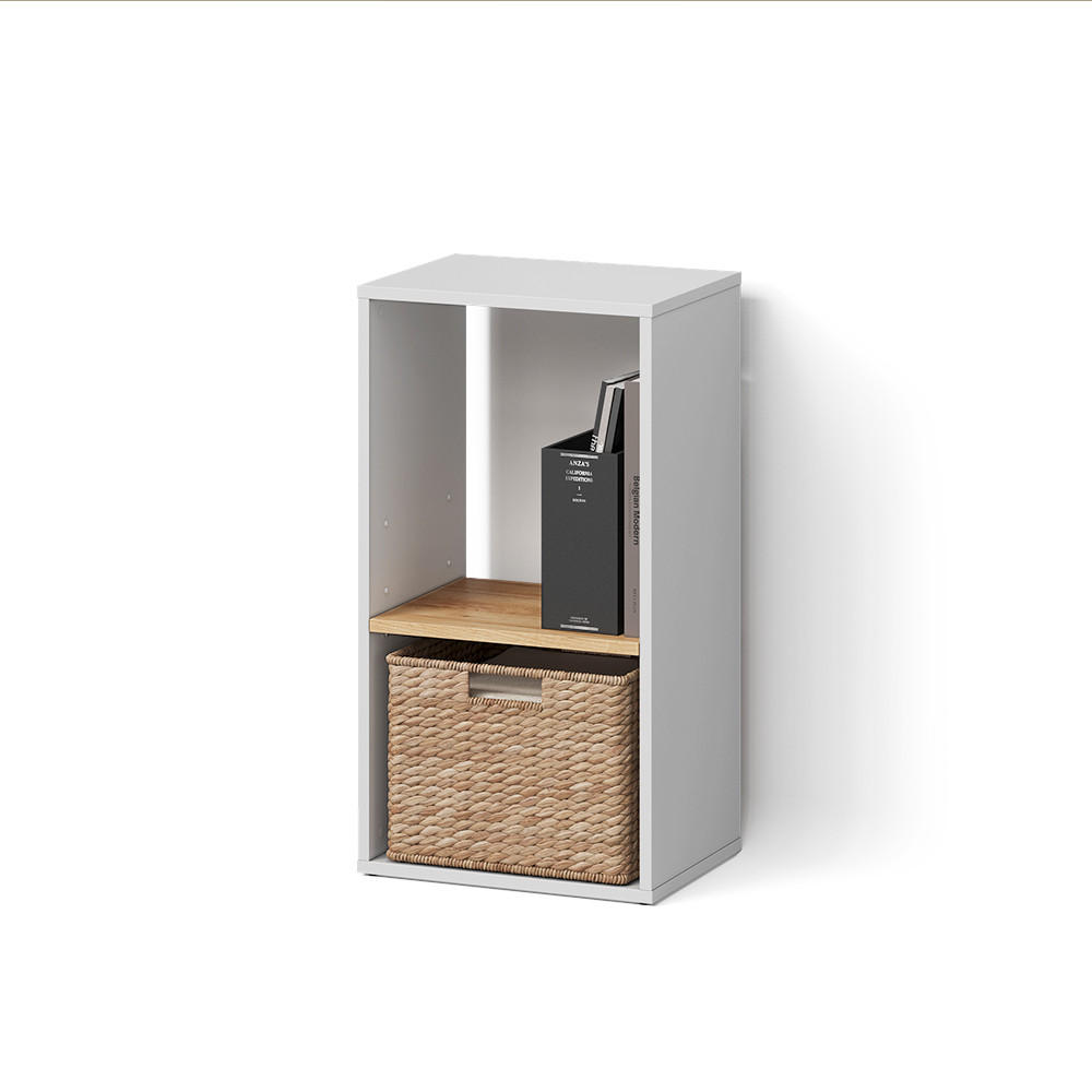 BÜCHERREGAL Lorena Weiß/Goldkraft Eiche mit 2 Fächern - Weiß, Holzwerkstoff (40/74/30cm) - Livinity®