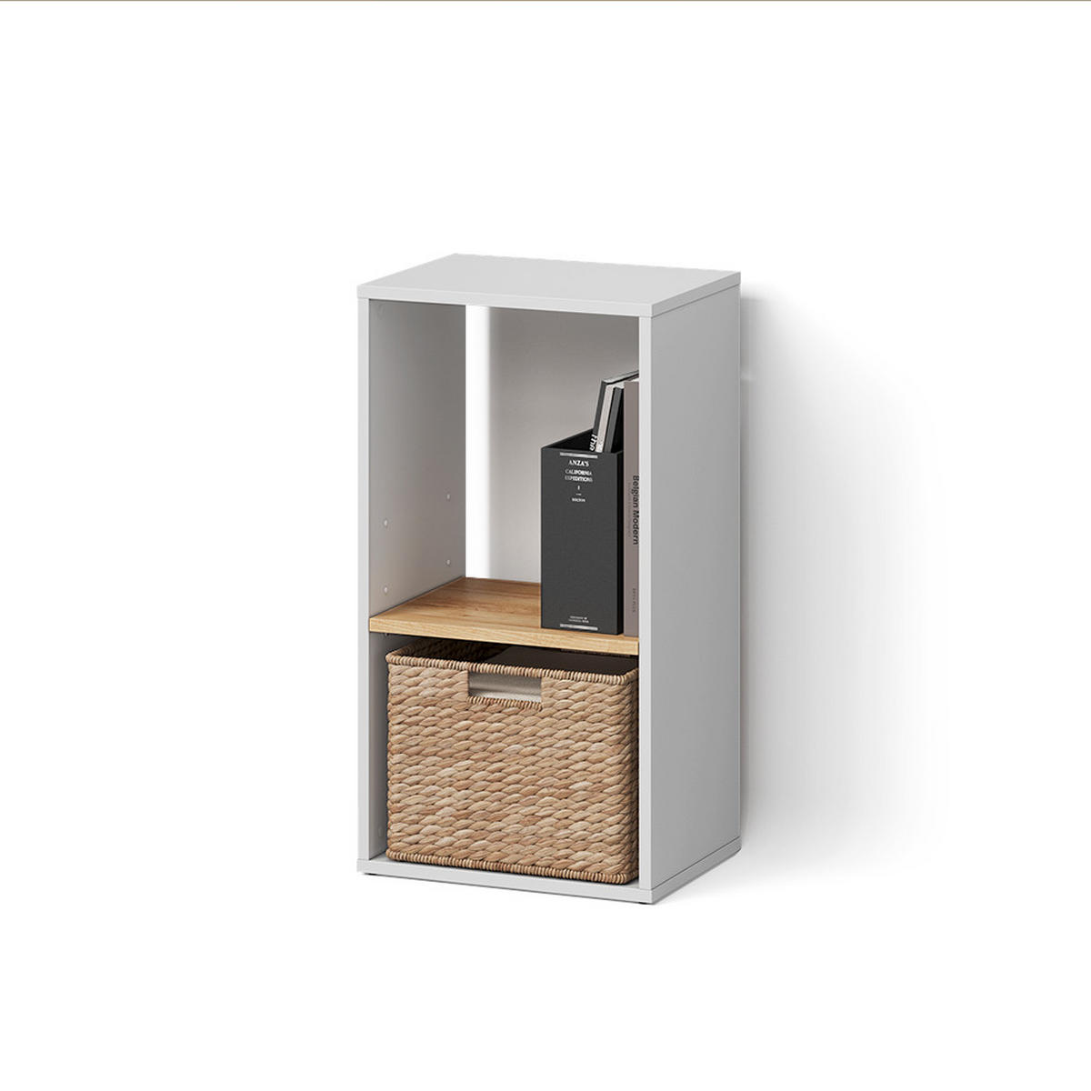 BÜCHERREGAL Lorena Weiß/Goldkraft Eiche mit 2 Fächern - Weiß, Holzwerkstoff (40/74/30cm) - Livinity®