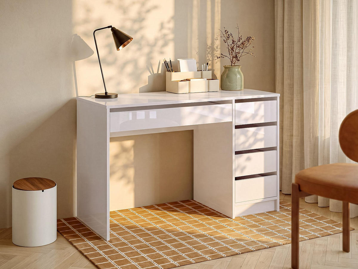 SCHREIBTISCH - 120 cm x 55 cm - holz - weiß Jenemi - Weiß, Holz (120/55/76cm) - Vente-Unique