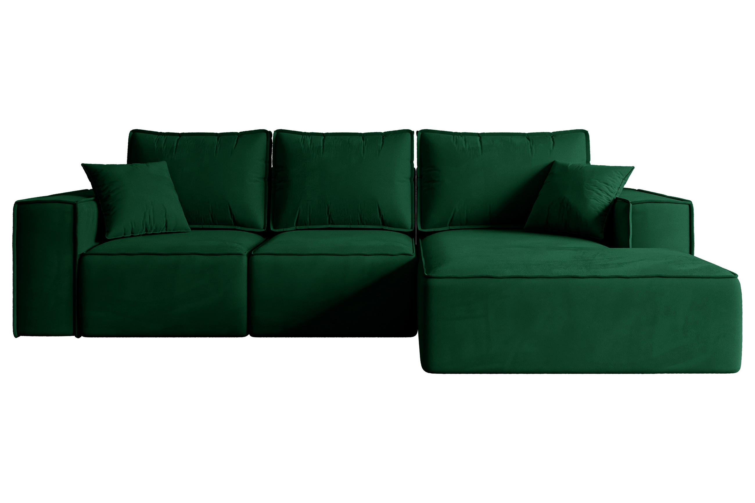 ALTDECOR ROHOVÁ SEDACÍ SOUPRAVA s funkcí lůžka a úložným prostorem SERRA-L-S – 266x161x87 cm, zelený velur