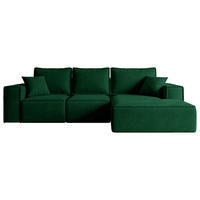 ECKSOFA mit Schlaffunktion und Bettkasten SERRA-L-S - 266x161x87 cm Grün Velours - Schwarz/Grün, Holzwerkstoff/Kunststoff (266/161cm) - ALTDECOR